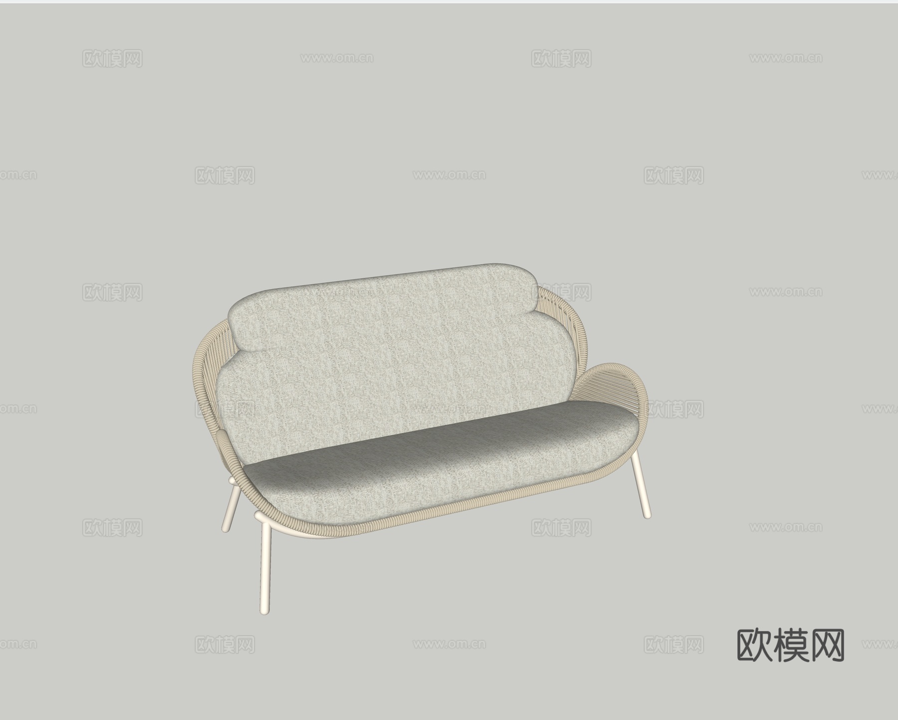 现代亚蒂休闲双人沙发su模型