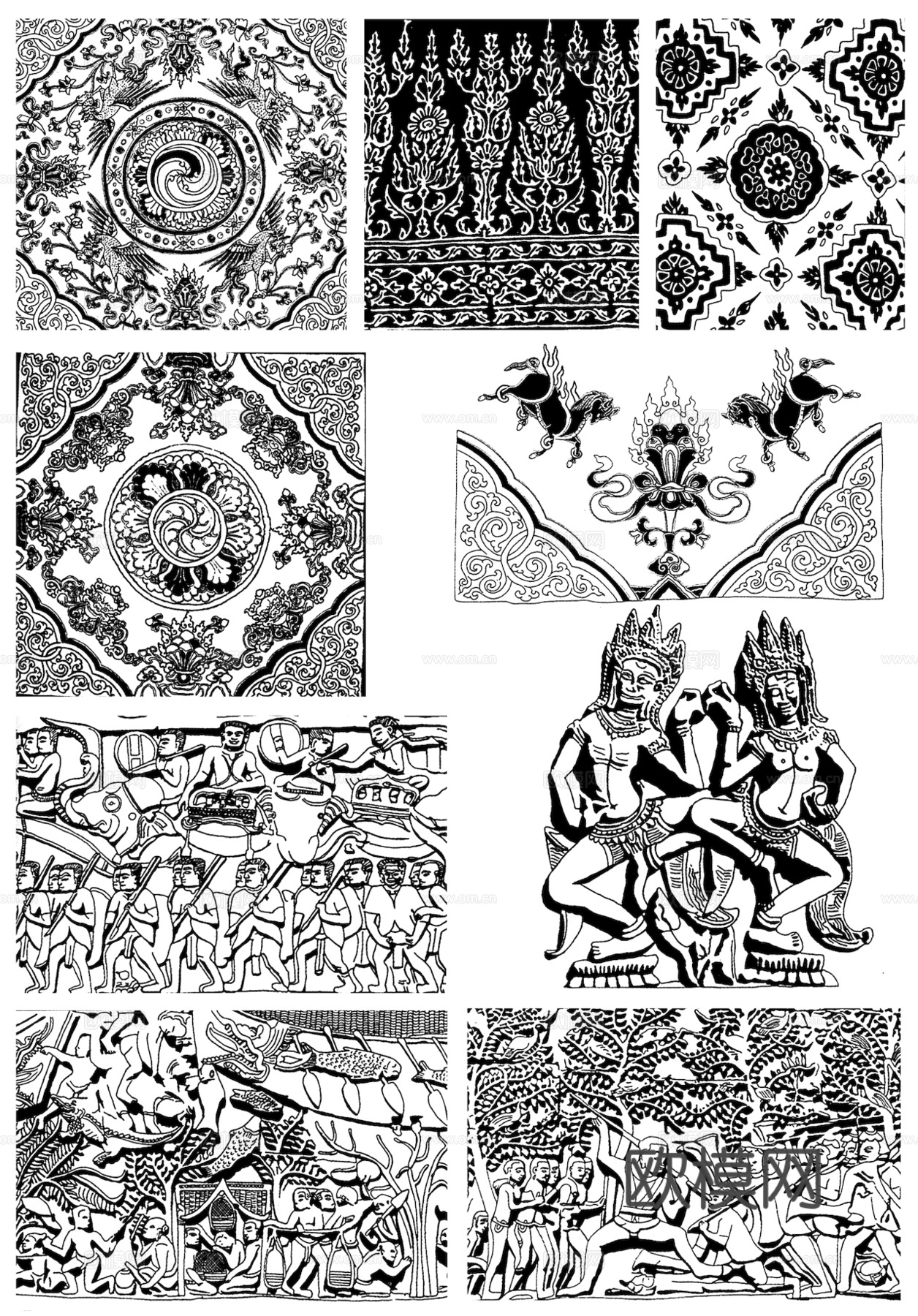 黑白凹凸 高光遮罩 通道 花纹纹理 装饰线条 纹理 墙绘图案下载