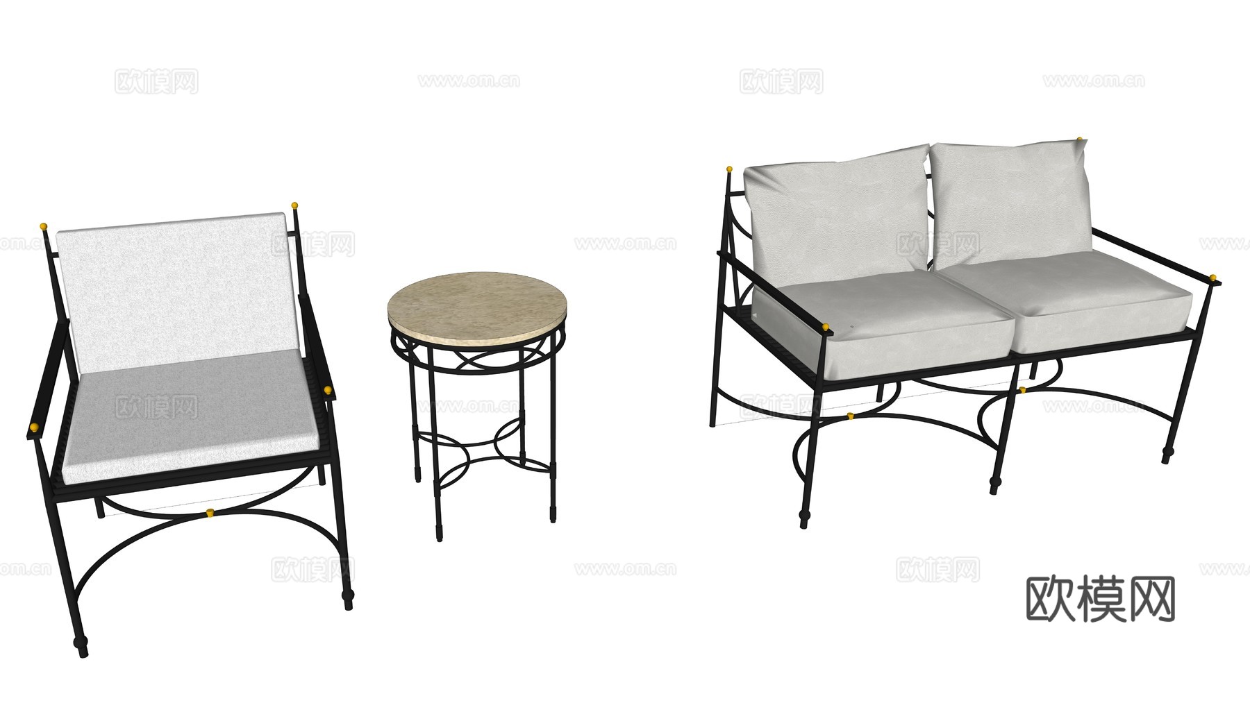 铁艺简约沙发su模型