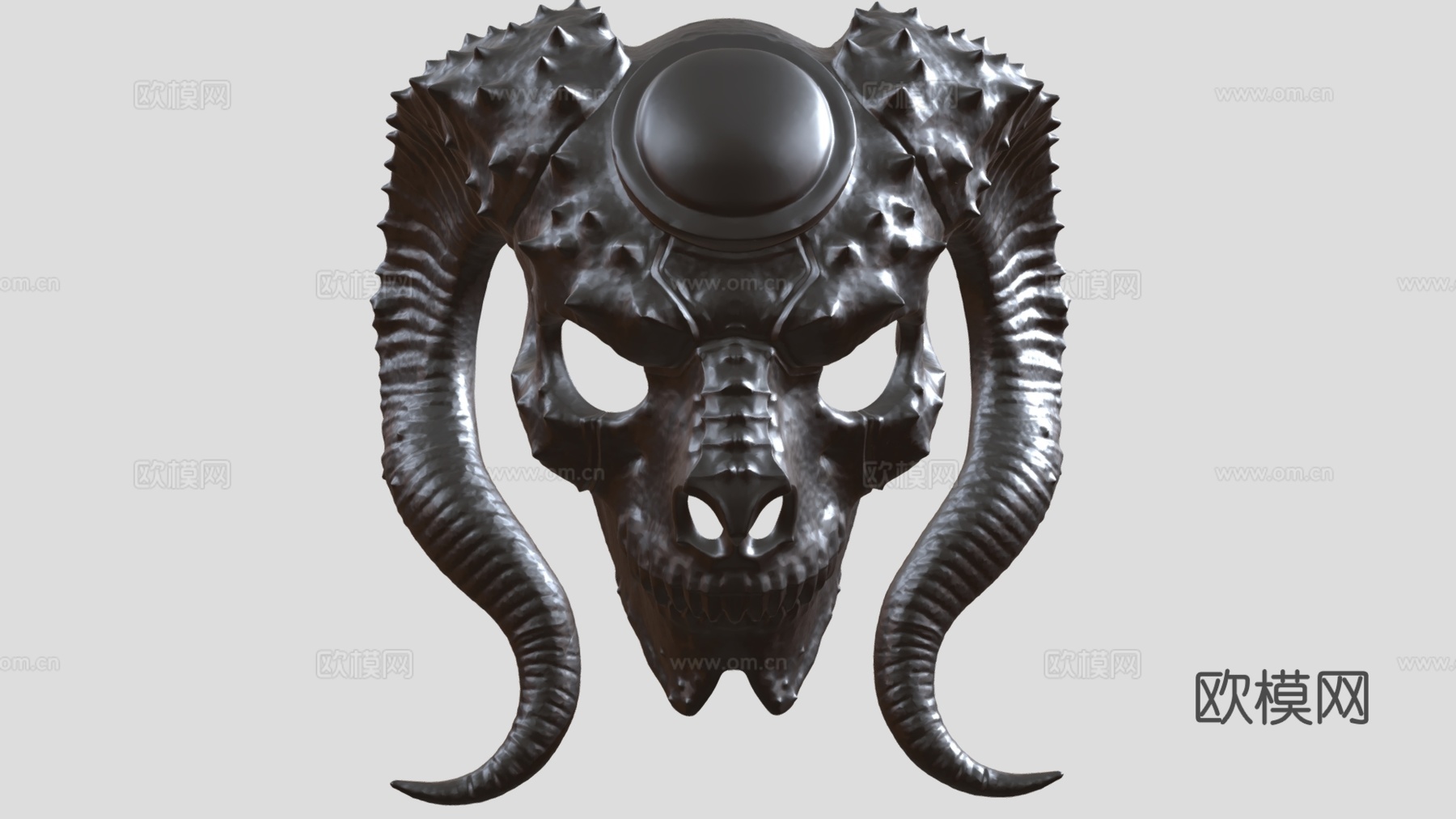复古恶魔面具 装饰面具 恐怖面具su模型