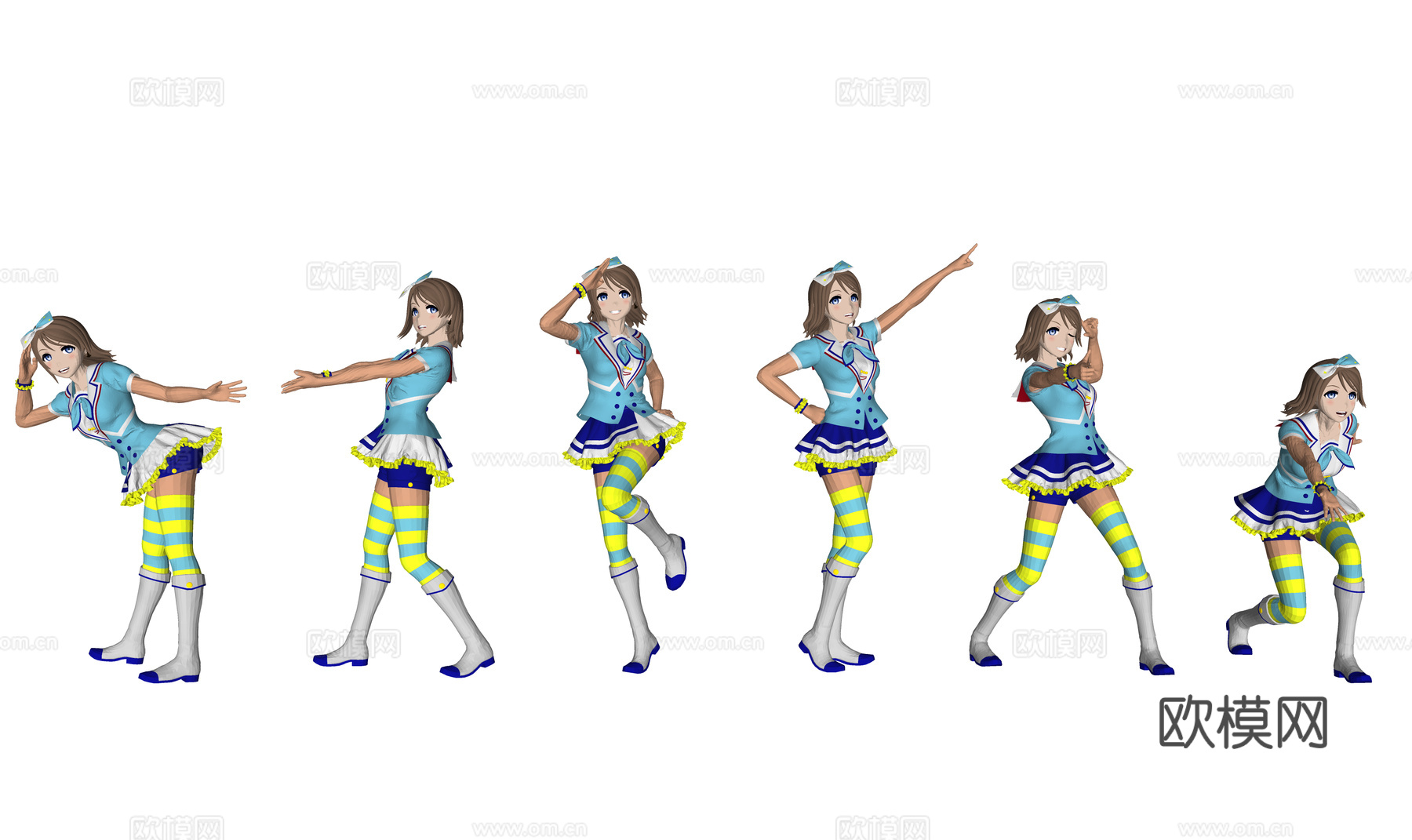 现代动漫人物 可爱女孩 多人姿势 动漫少女su模型