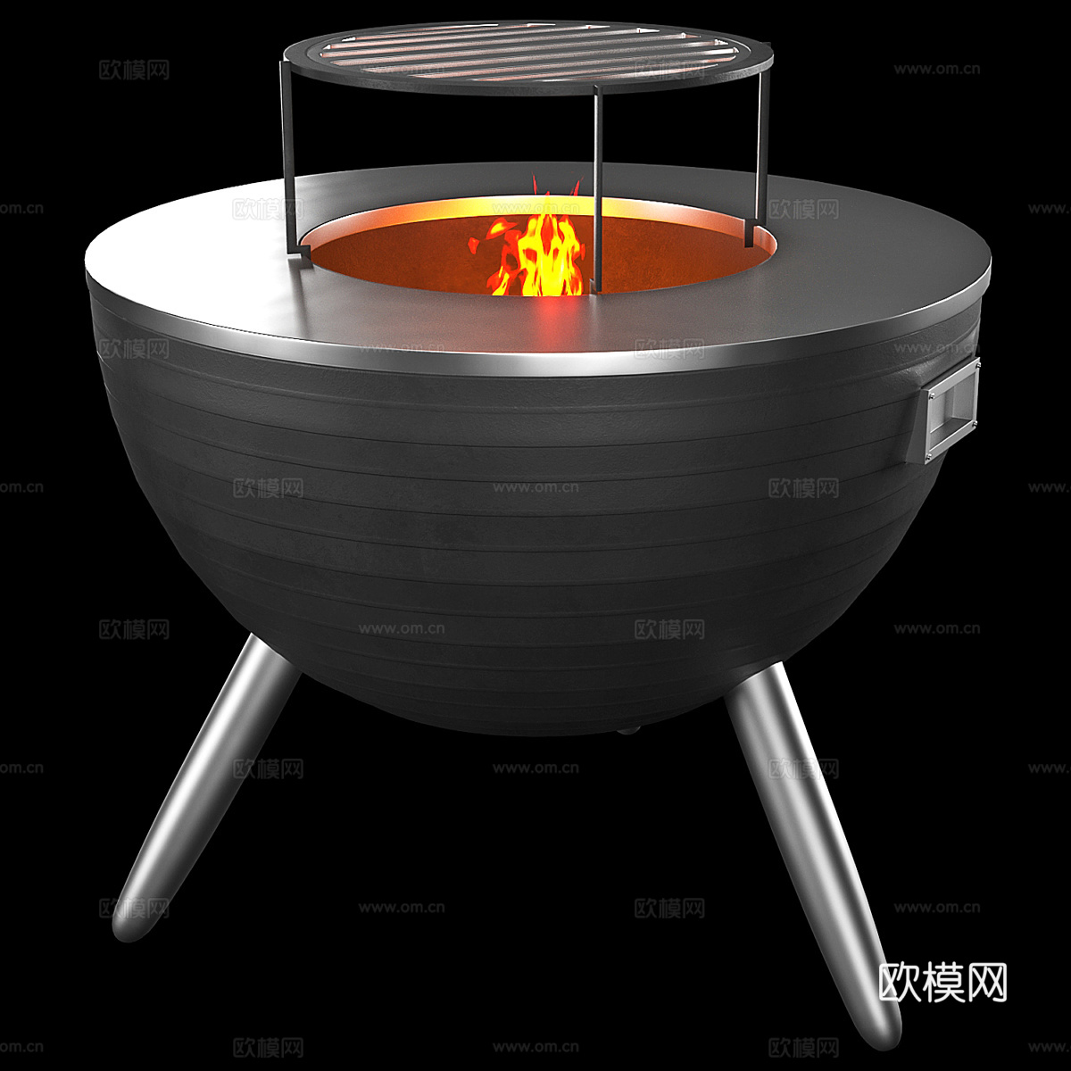 现代 AHOS 不锈钢木质烤架桌支架3d模型下载（渲染图3）