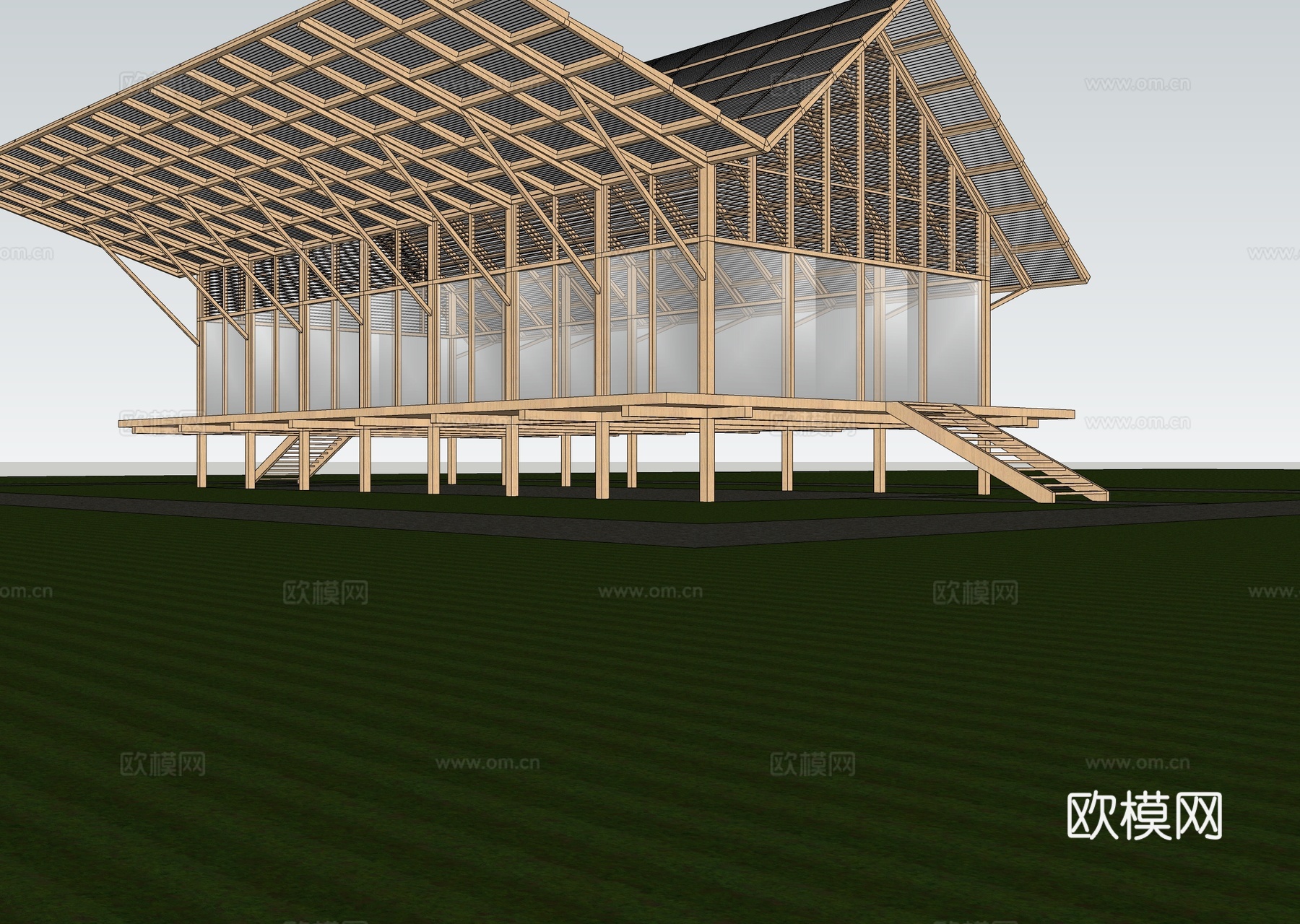 现代木屋 森林民宿 露营民宿 驿站su模型