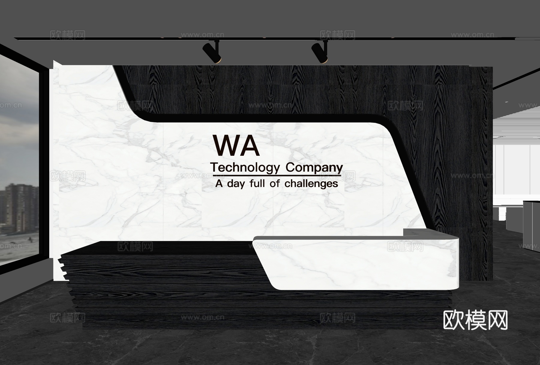 现代背景墙 前台背景墙 公司形象墙 接待背景墙 科技背景墙su模型