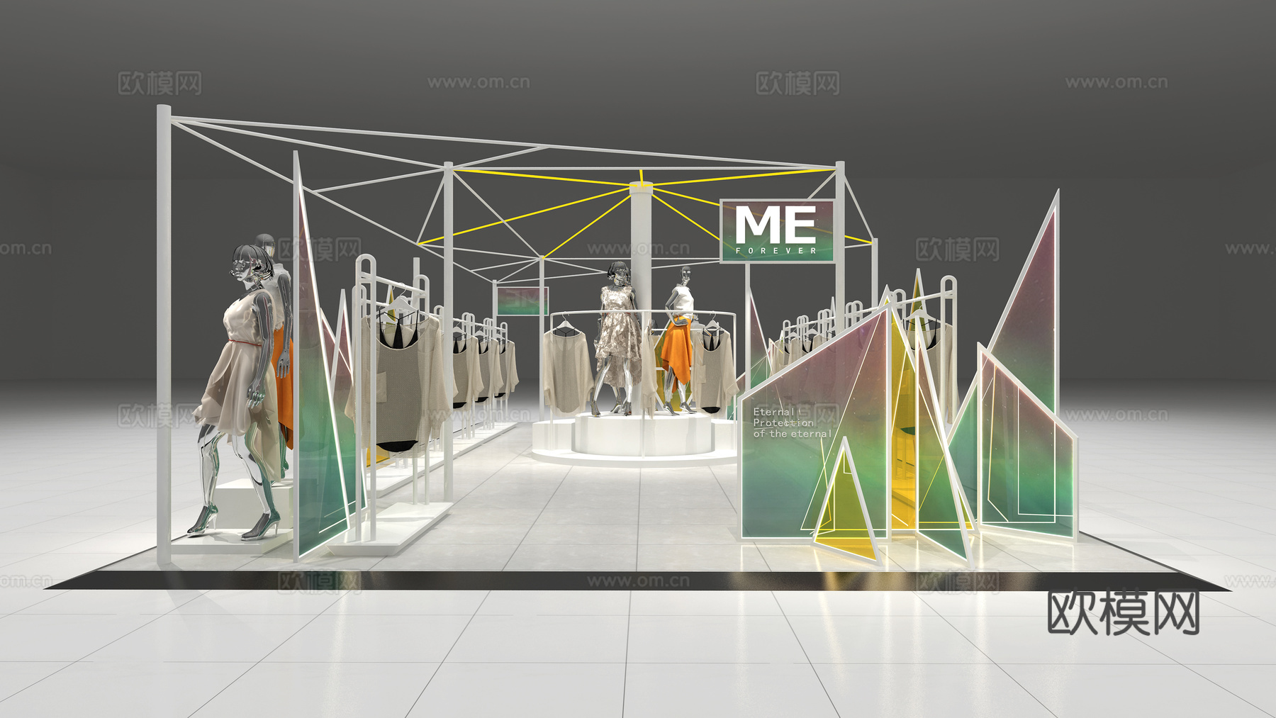 现代女装快闪店临时展su模型