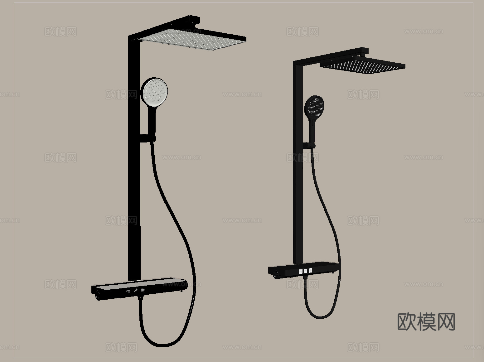 现代花洒 淋浴花洒 卫浴小件su模型