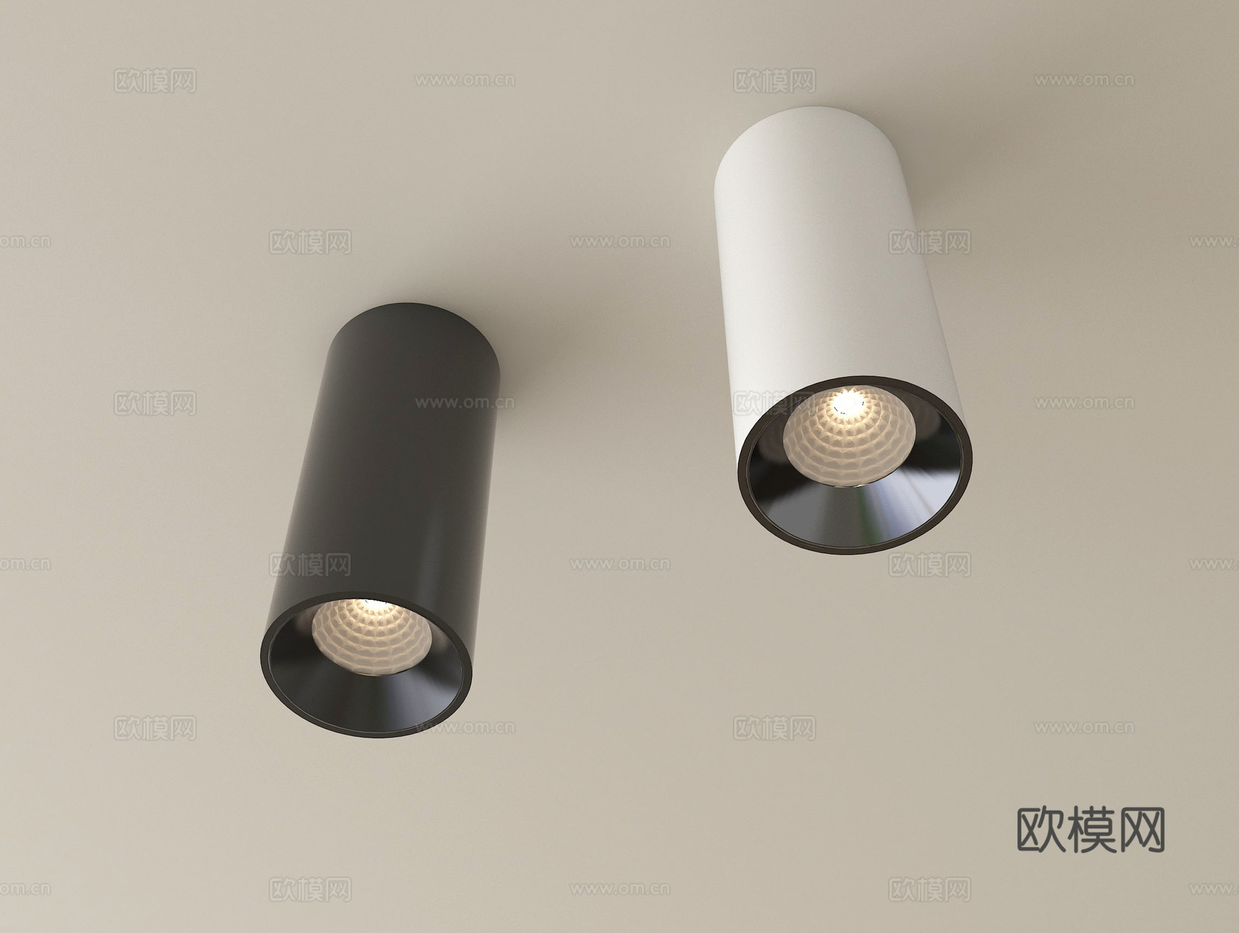 现代筒灯射灯 明装射灯su模型