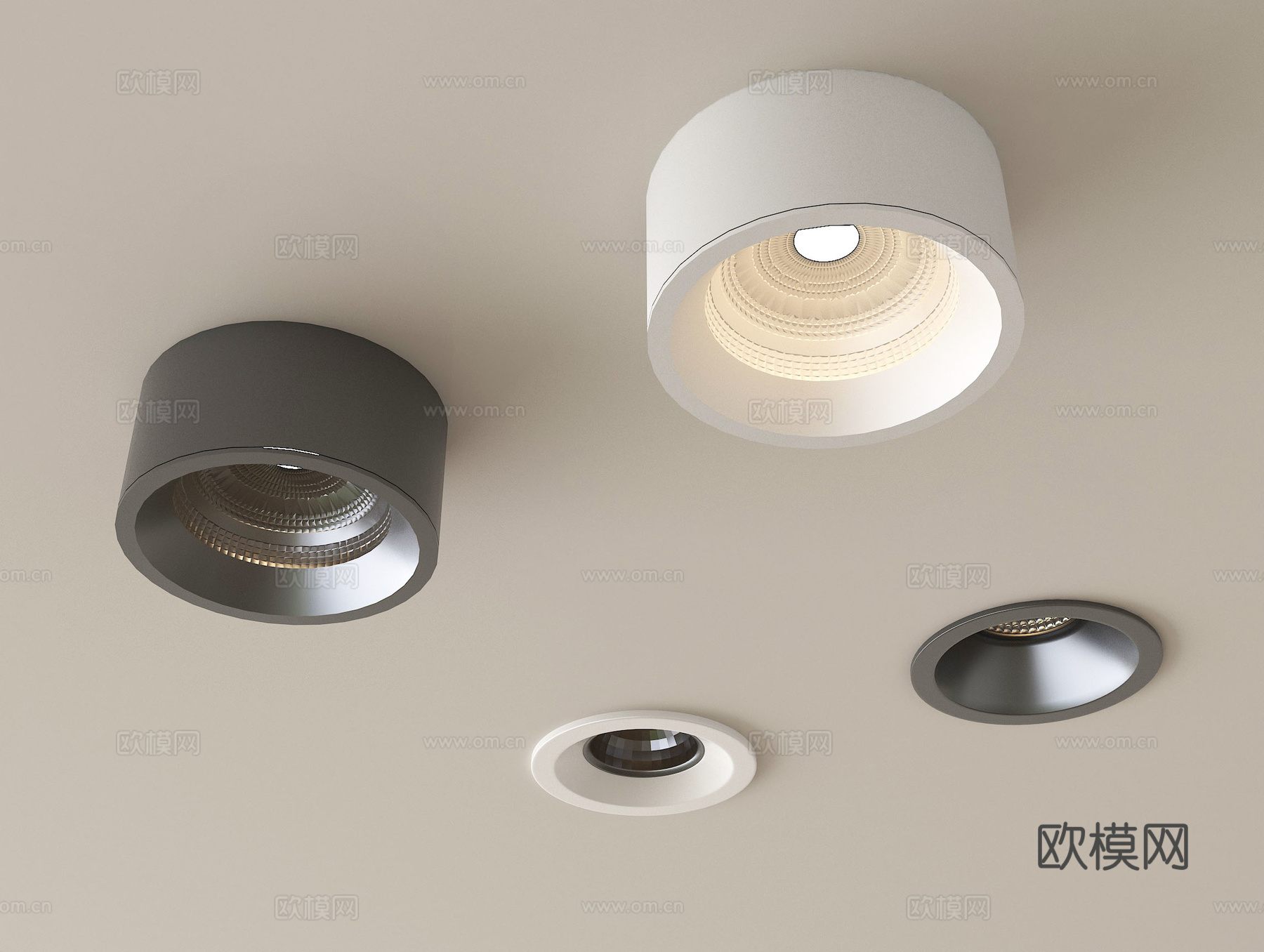 现代筒灯射灯 嵌入式筒灯射灯 明装筒灯射灯su模型