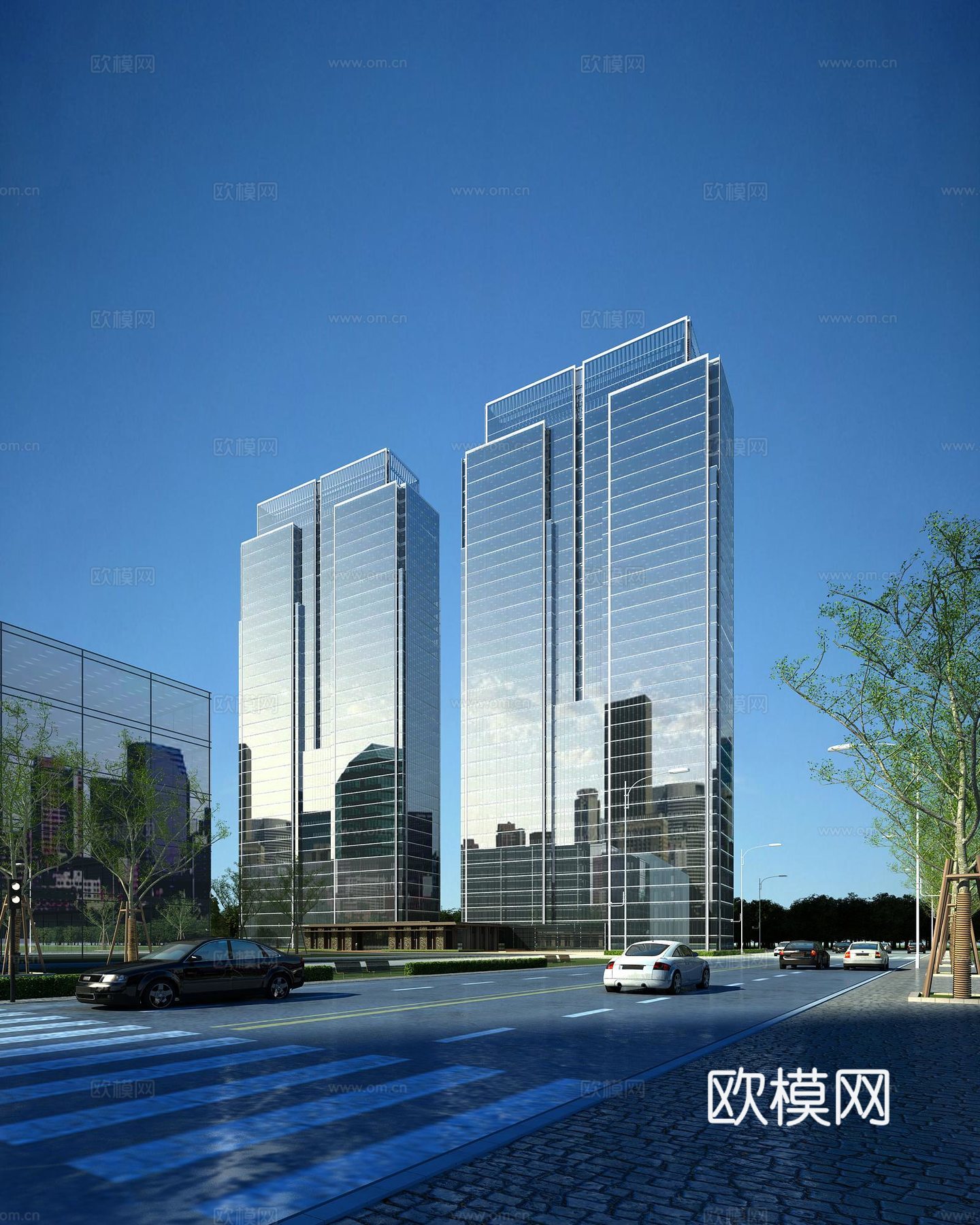 现代高层酒店办公楼3d模型下载