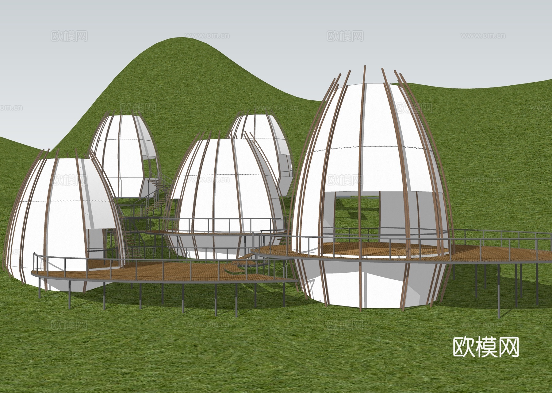 现代树屋 丛林度假屋 度假小屋su模型