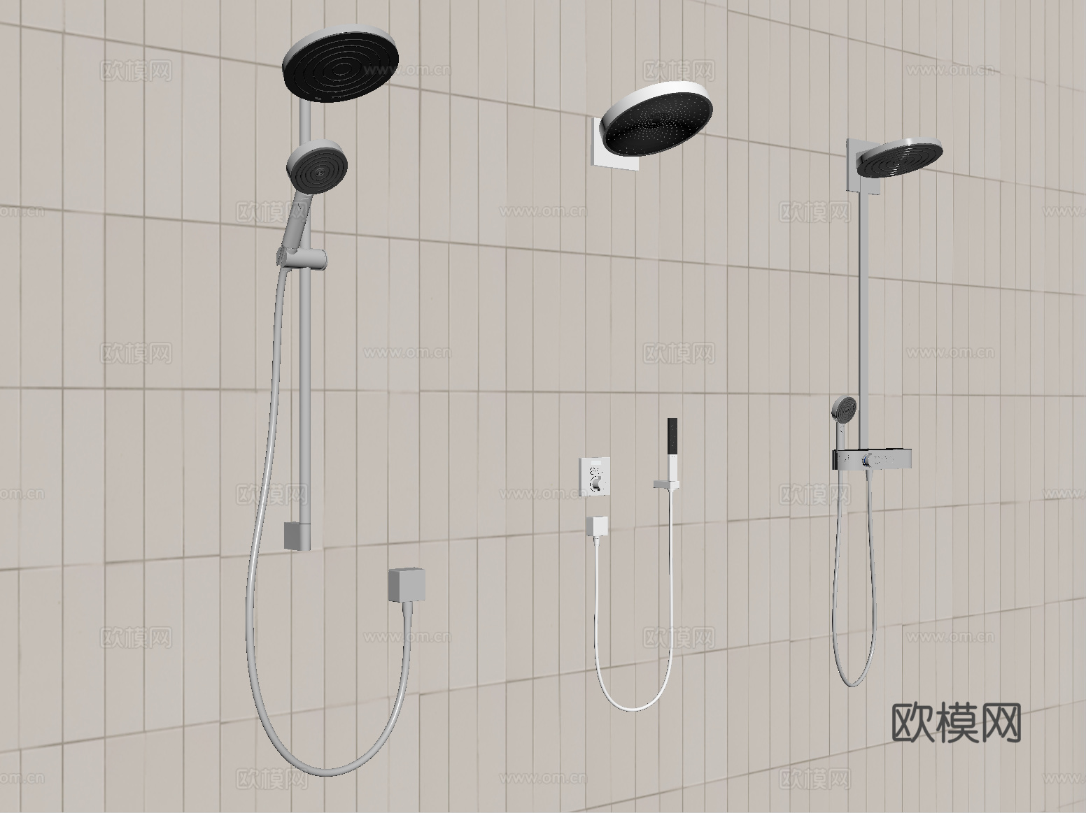 现代花洒 淋浴花洒 卫浴小件su模型