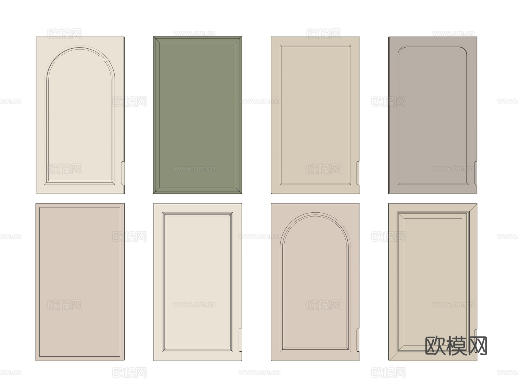 现代柜门门板 衣柜门板 玻璃柜门 百叶柜门 藤编柜门su模型