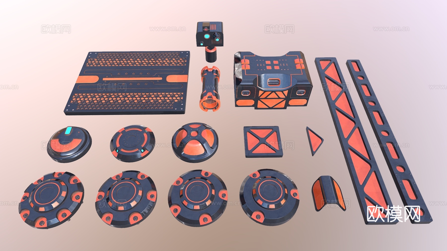 科技感构件 太空元素构件 科技元素3d模型下载（渲染图1）