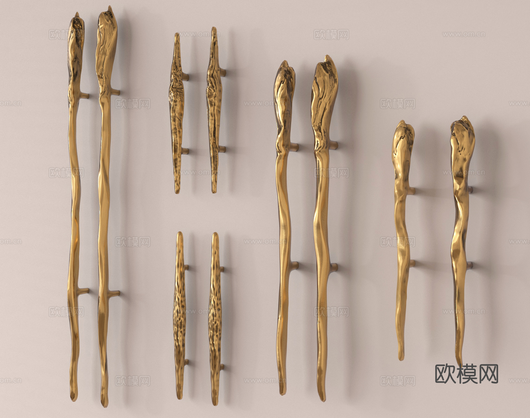 金属大拉手 轻奢大拉手 创意大拉手su模型