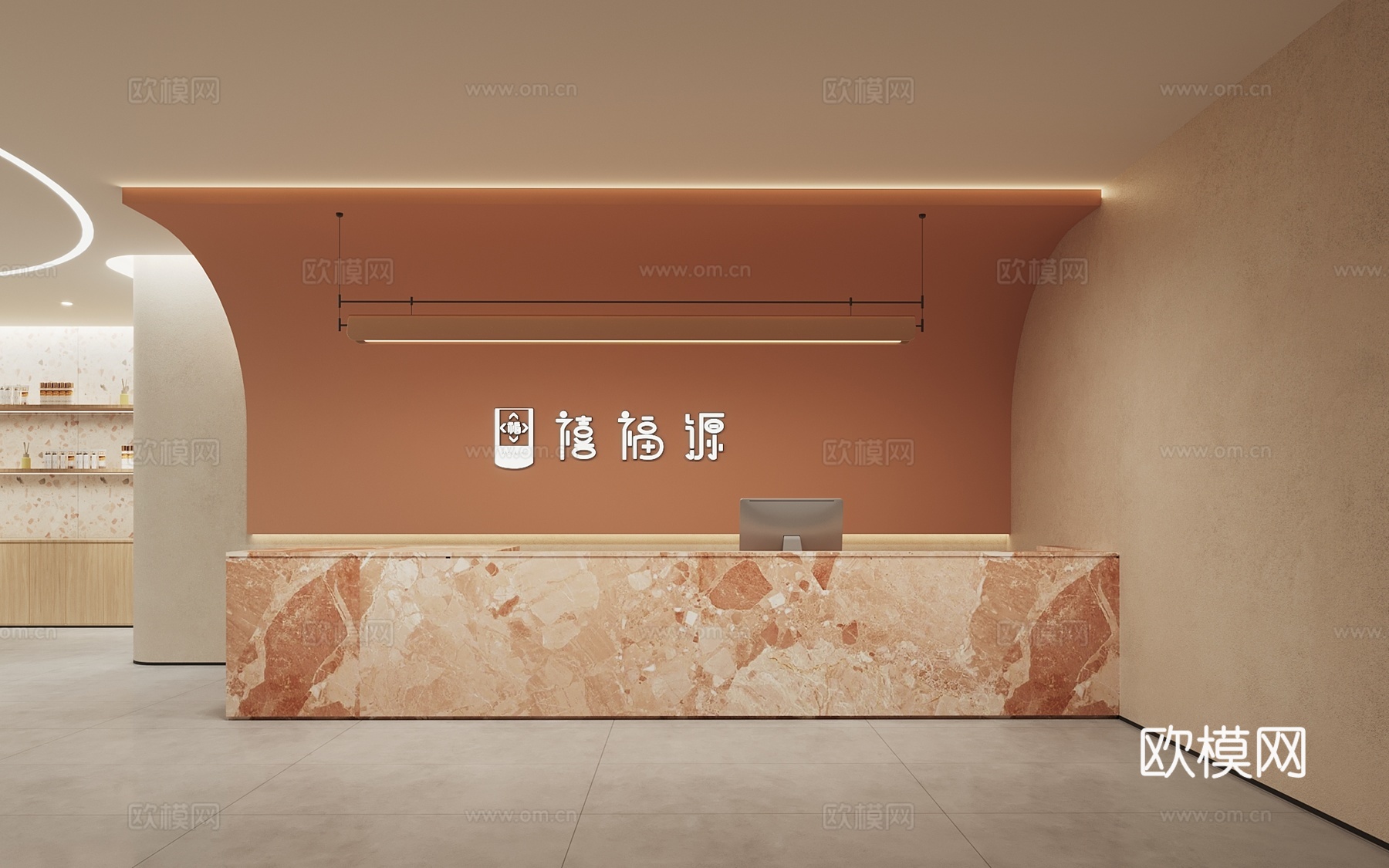 足浴美容按摩spa前台 美容大厅3d模型下载