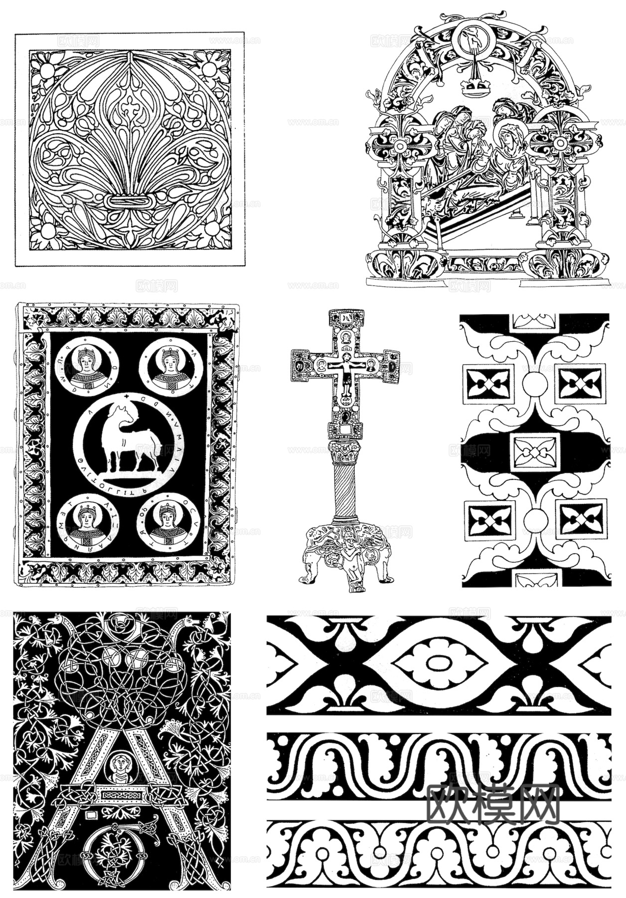 黑白凹凸 高光遮罩 通道 花纹纹理 装饰线条 纹理 墙绘图案下载