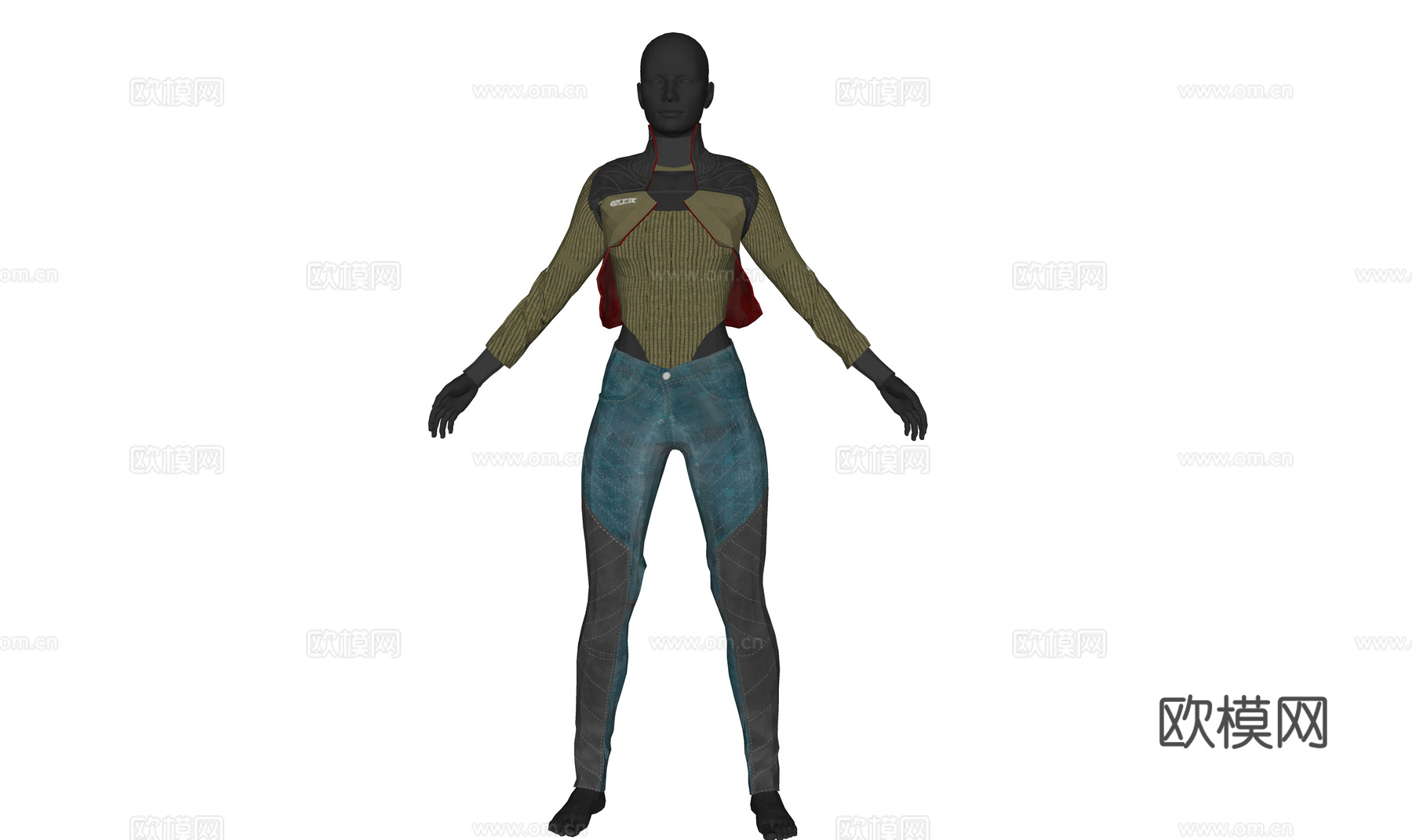 现代服装模特 模特 假人 潮流服装su模型