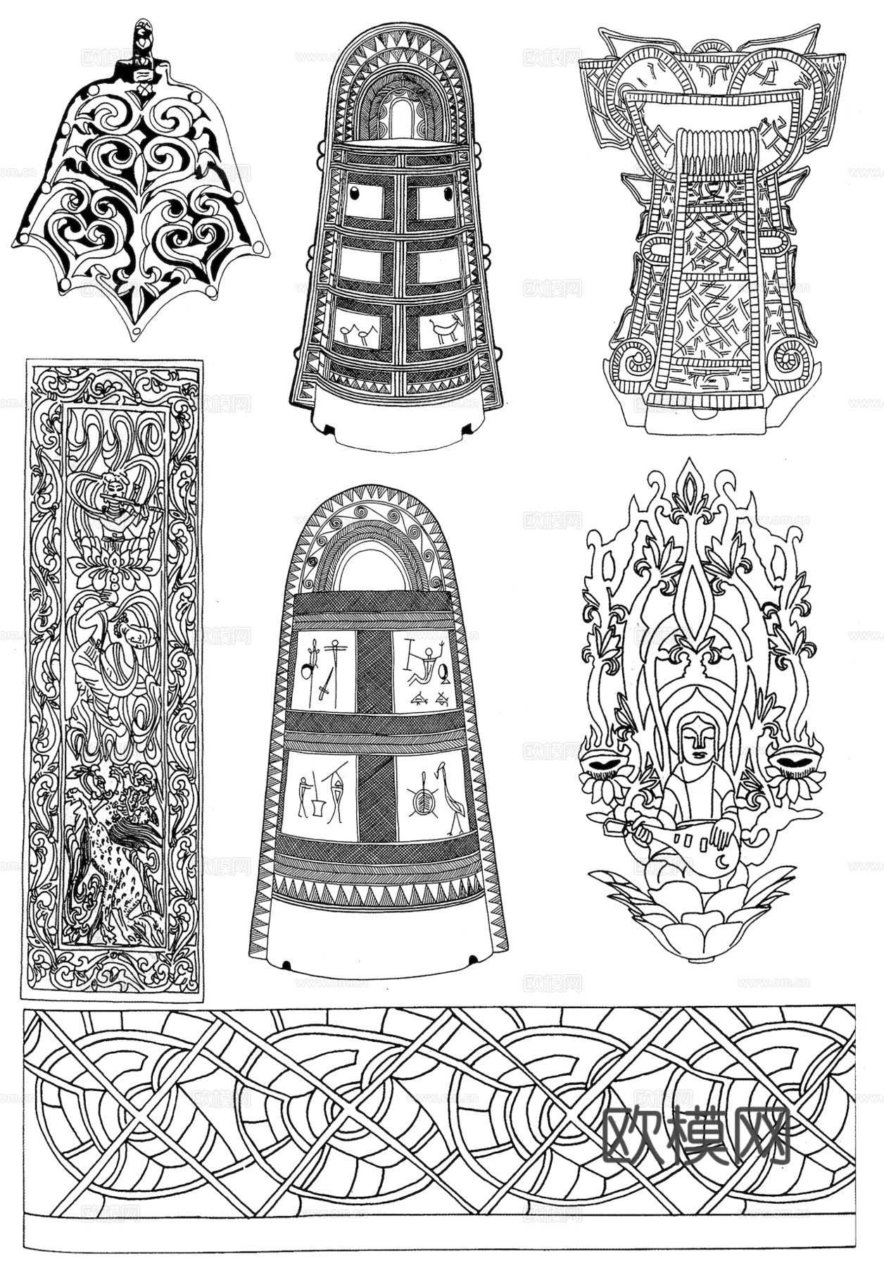 黑白凹凸 高光遮罩 通道 花纹纹理 装饰线条 纹理 墙绘图案下载