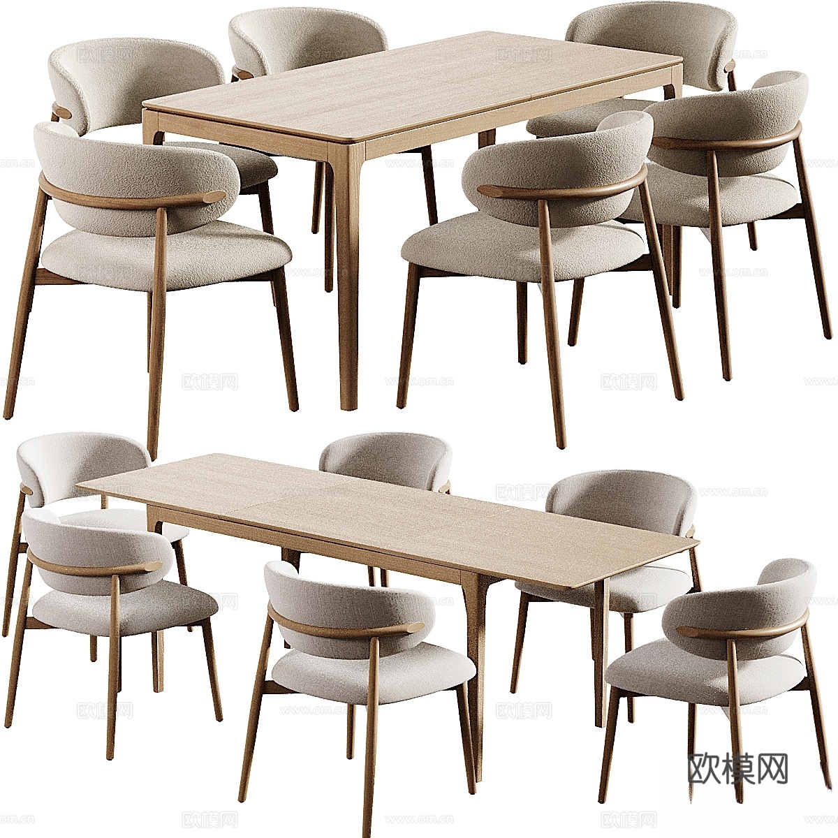 Oleandro座椅与Milford餐桌3d模型下载