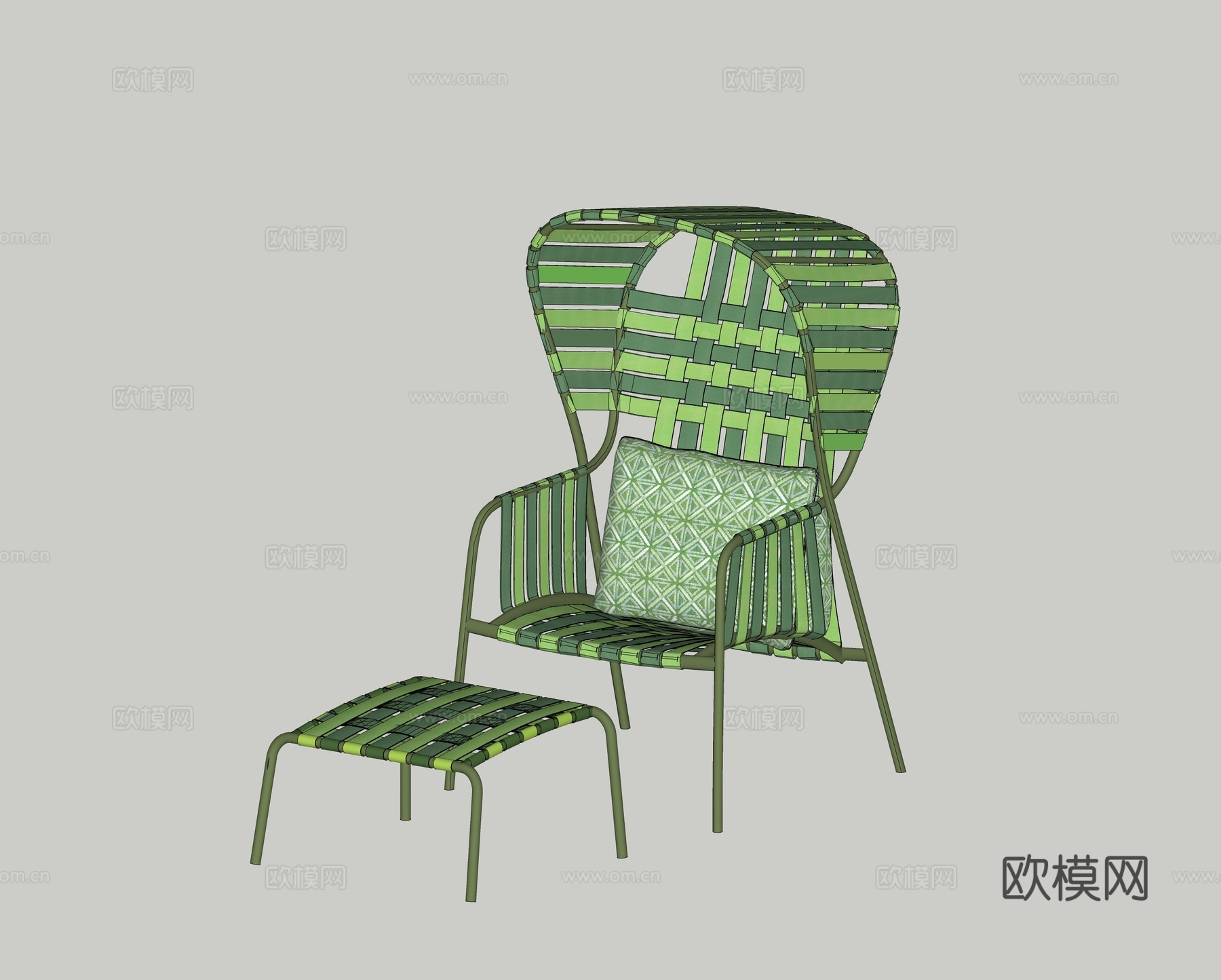 现代亚蒂户外 庭院花园休闲椅 脚踏su模型