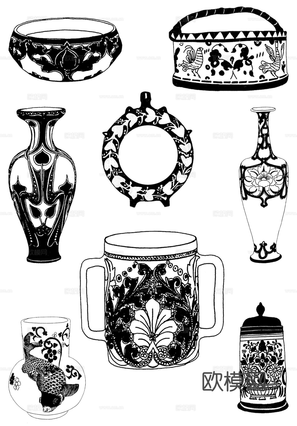 黑白凹凸 高光遮罩 通道 花纹纹理 装饰线条 纹理 墙绘图案下载