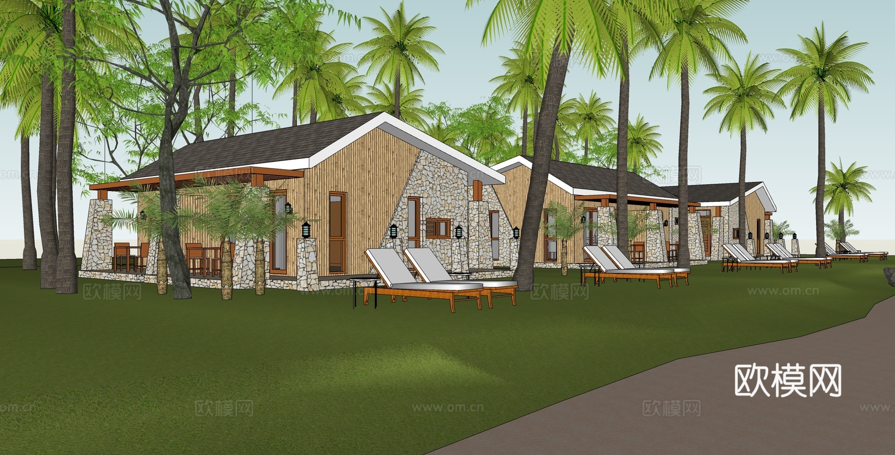 现代酒店民宿 酒店建筑  酒店民宿su模型