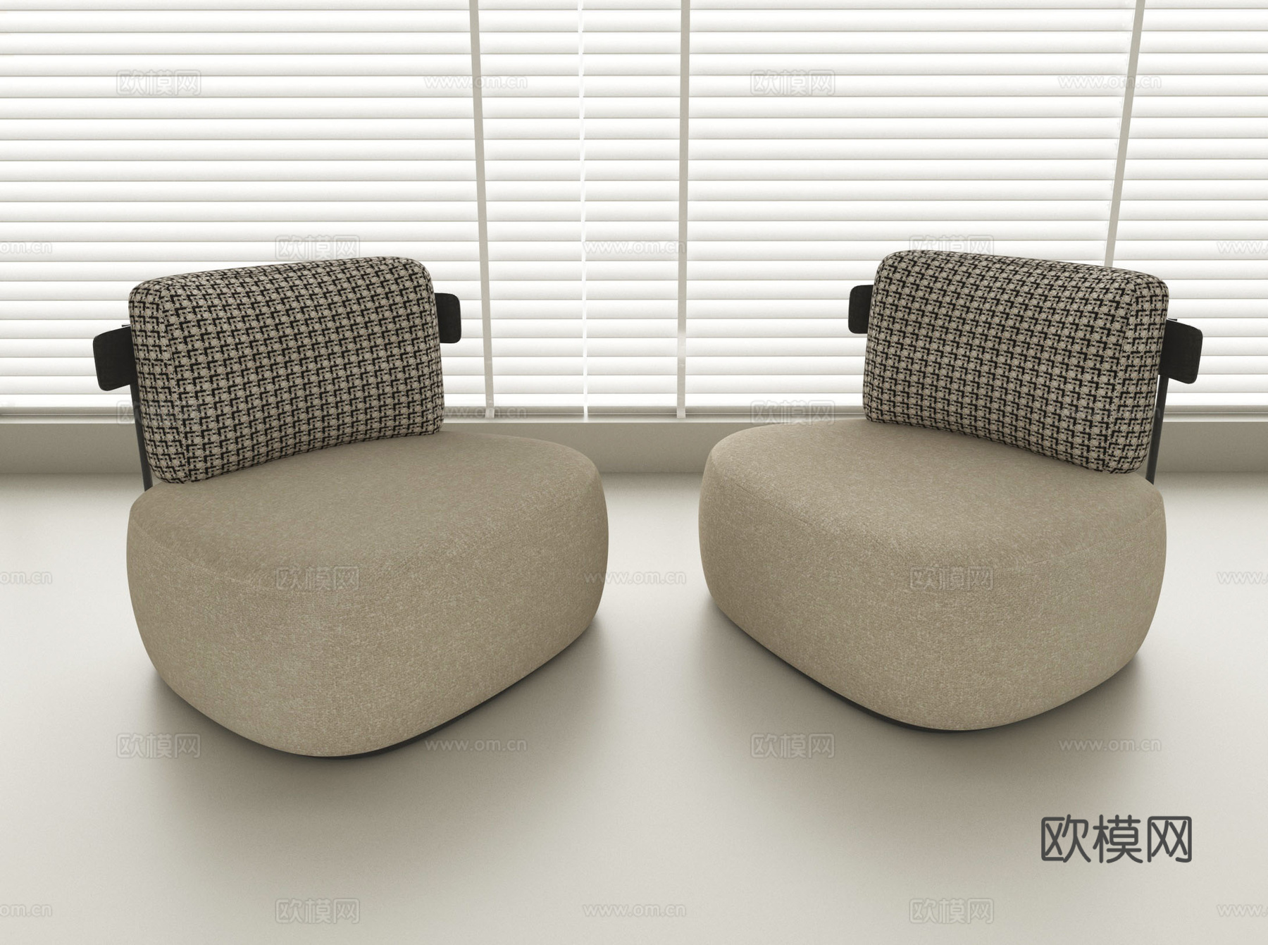 现代休闲沙发椅 布艺su模型
