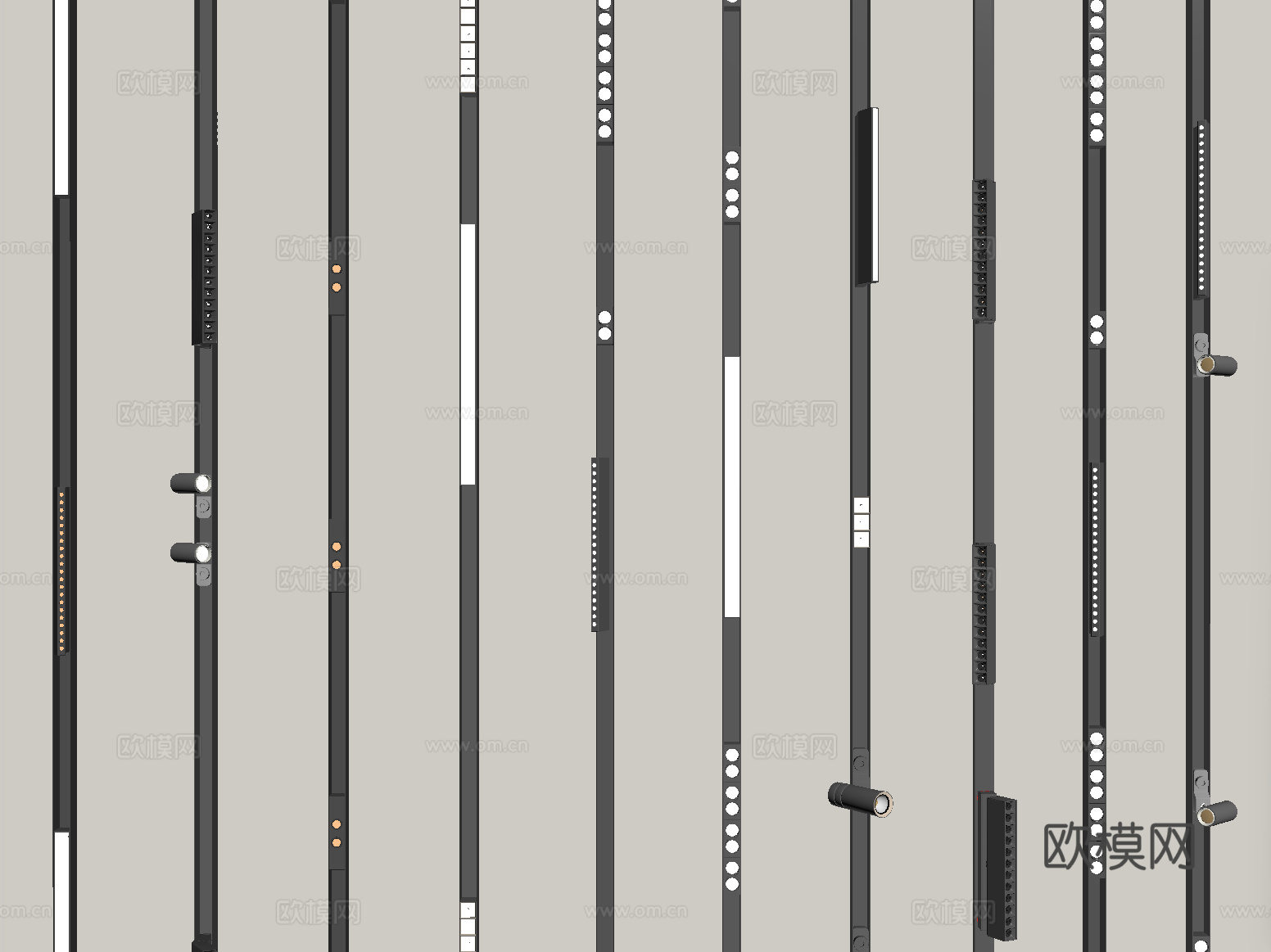 现代筒灯射灯 轨道射灯 线形射灯su模型