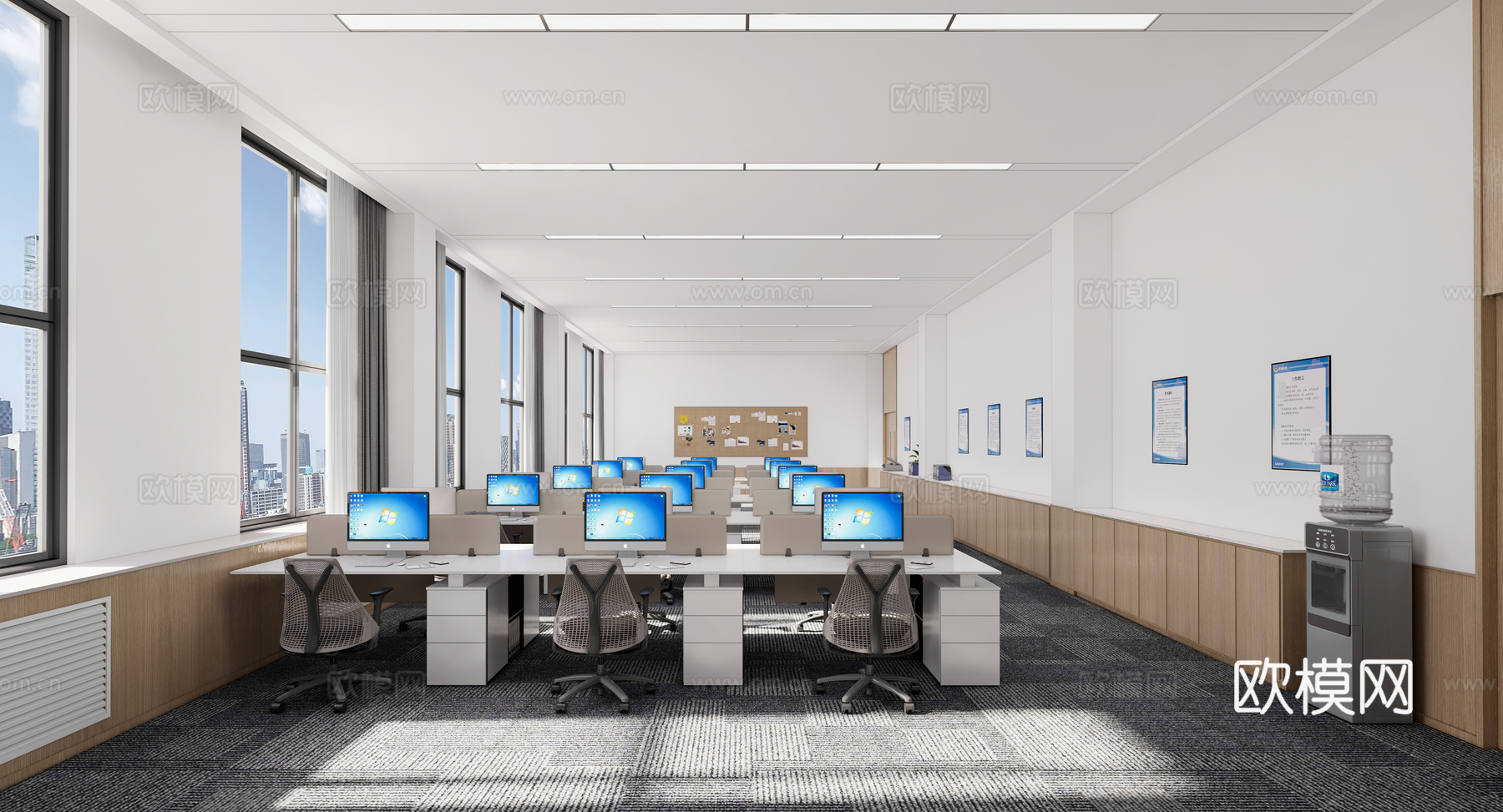现代办公室_办公区_工作室_多人办公室su模型