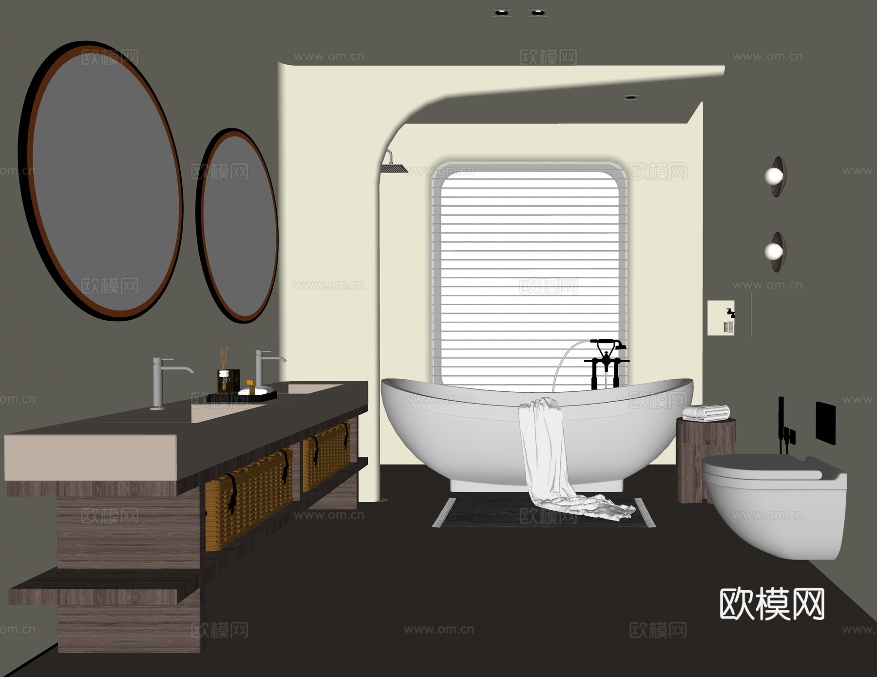 现代民宿卫生间 酒店卫生间su模型