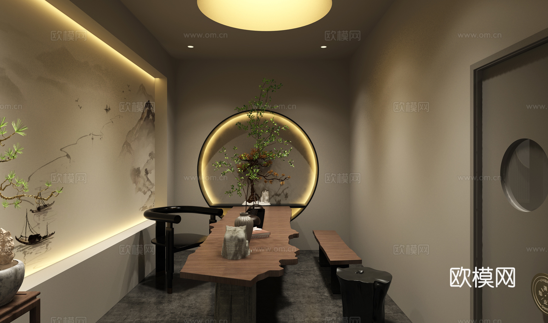 新中式茶馆茶楼3D模型3d模型下载（渲染图1）