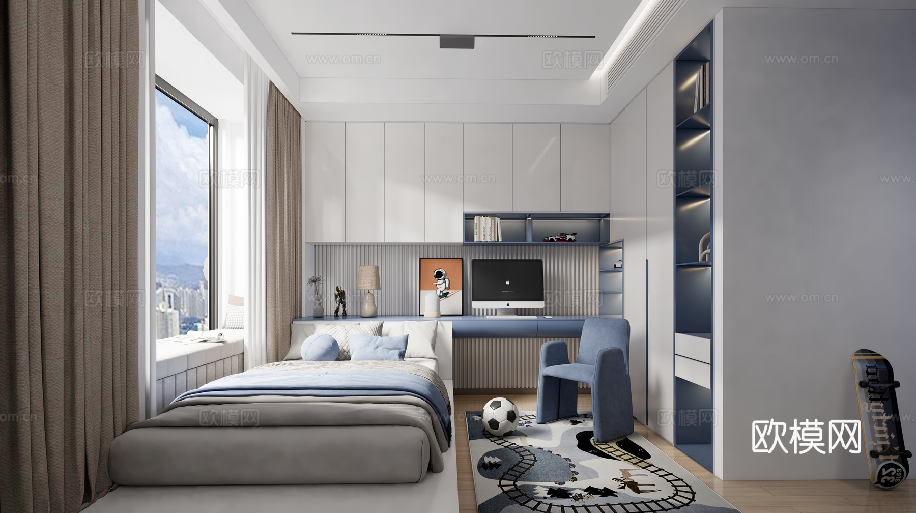 榻榻米卧室  男孩房su模型