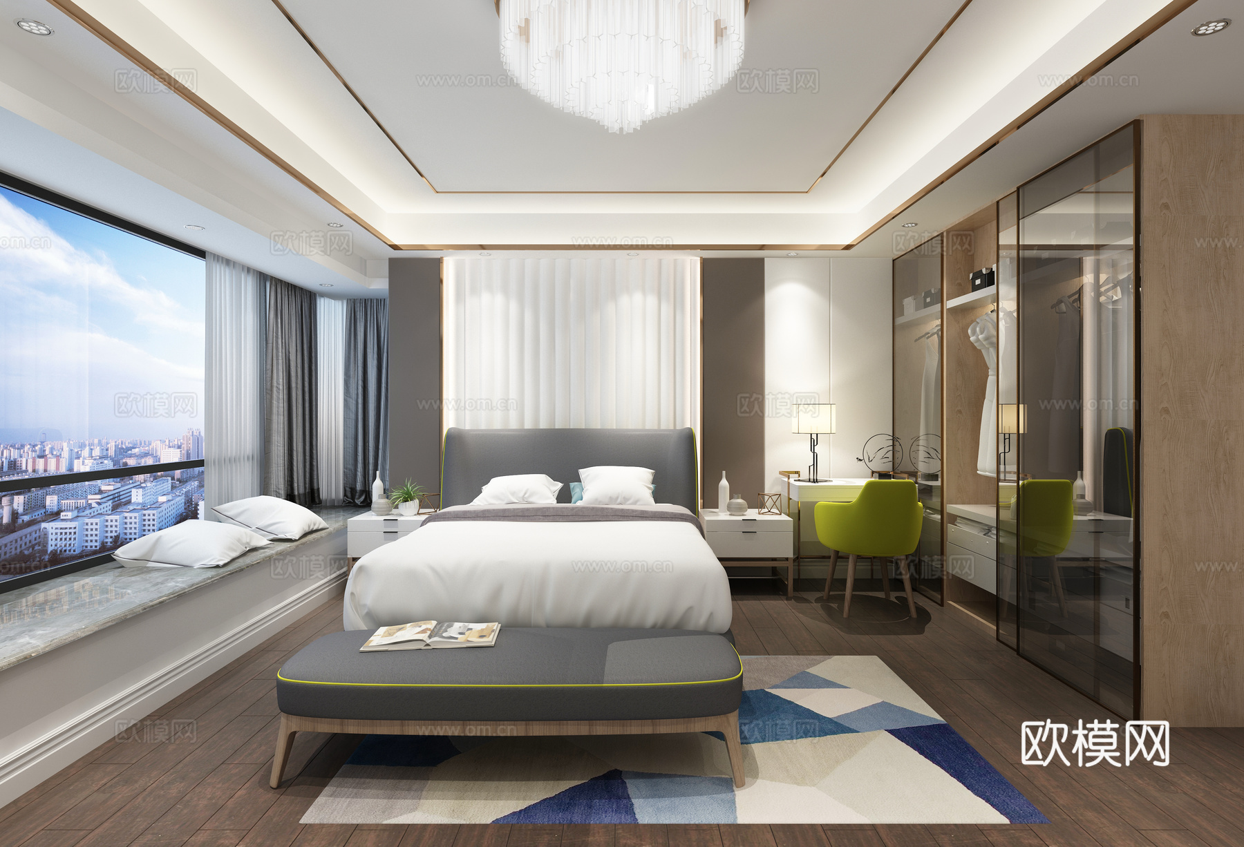 北欧主卧 卧室3d模型下载