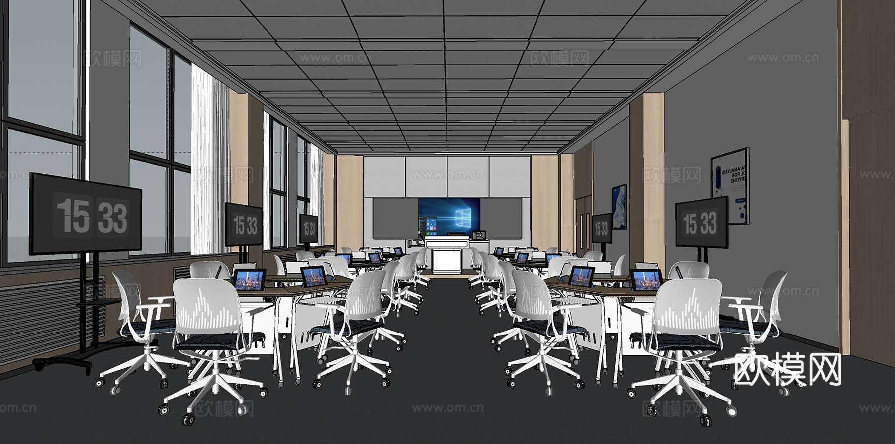 现代教室 智慧教室 教室 多功能教室su模型