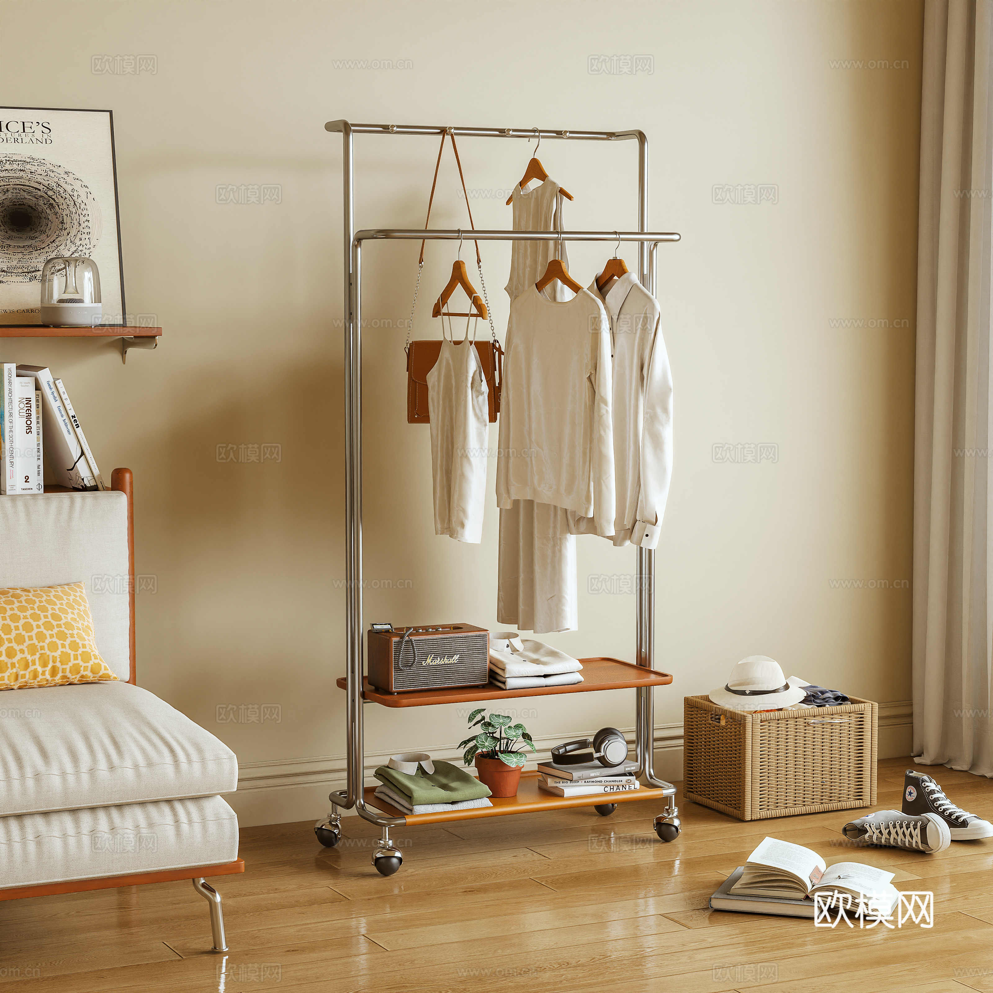 挂衣架 衣帽架 落地衣架 移动架 服饰3d模型下载