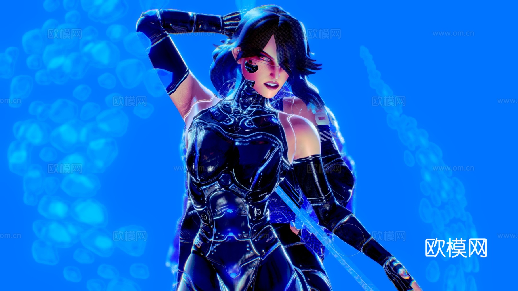 未来感女战士 游戏人物 虚拟人物 炫酷战士su模型