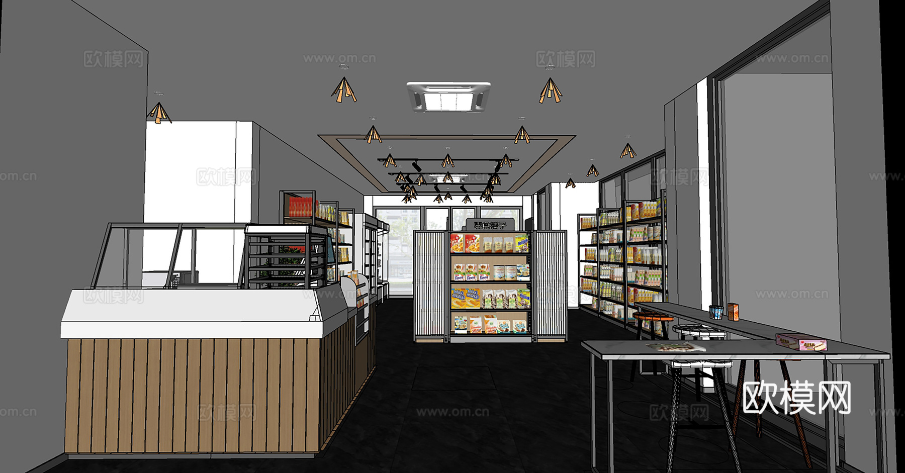 现代便利店_现代便利店_便利店_超市_超市货架su模型