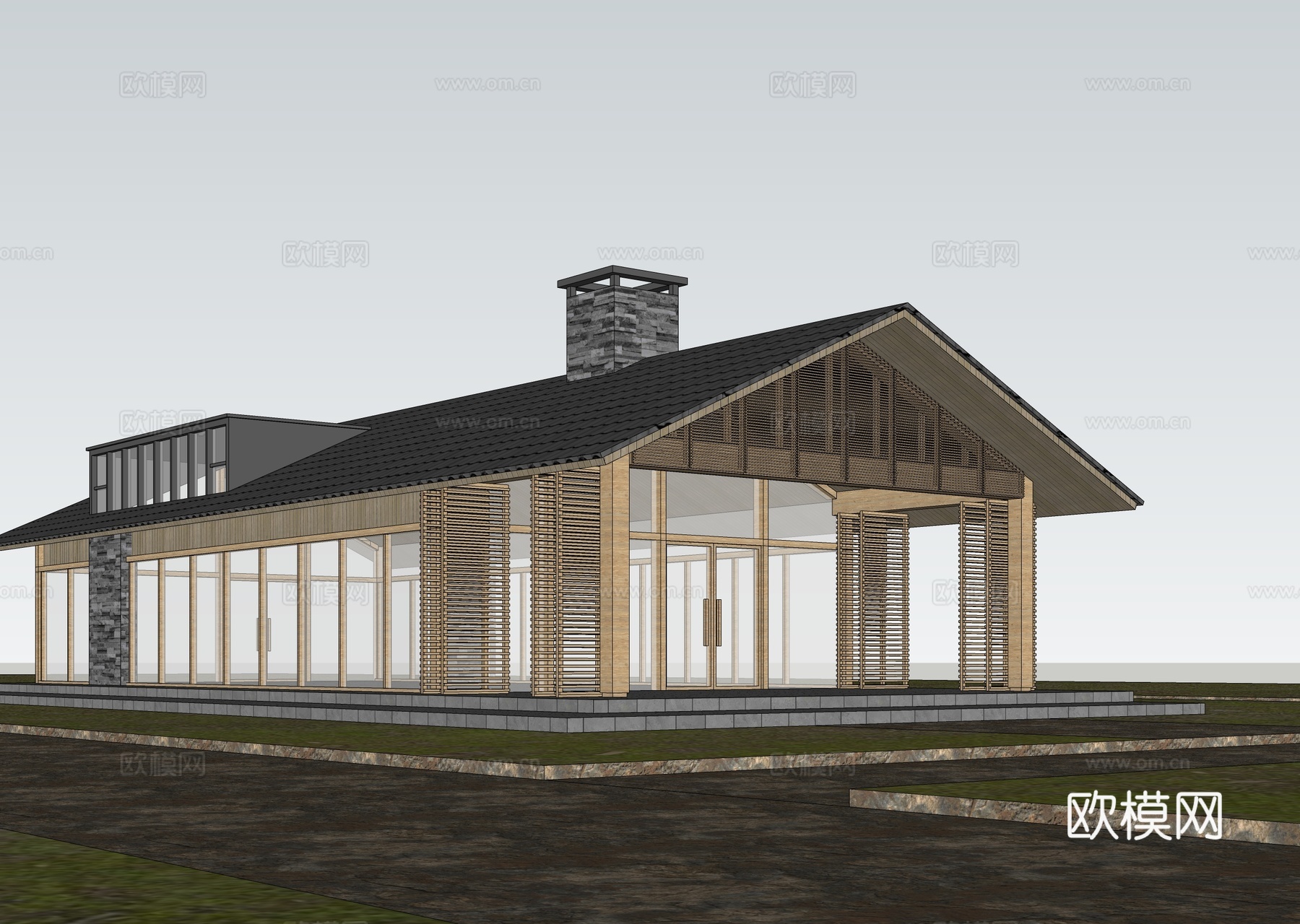 新中式田园酒吧 乡村建筑 乡村民宿su模型