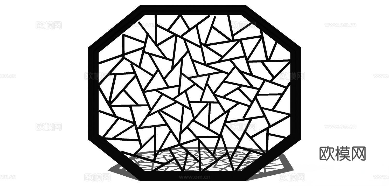 屏风 实木屏风 新中式屏风 隔断屏风su模型