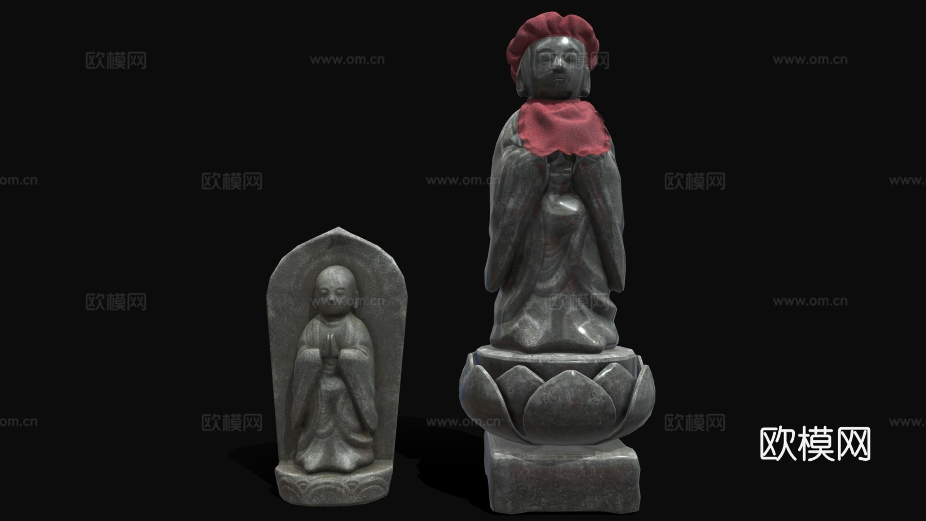 中式佛像雕塑 石像雕塑 景观雕塑 景观小品su模型