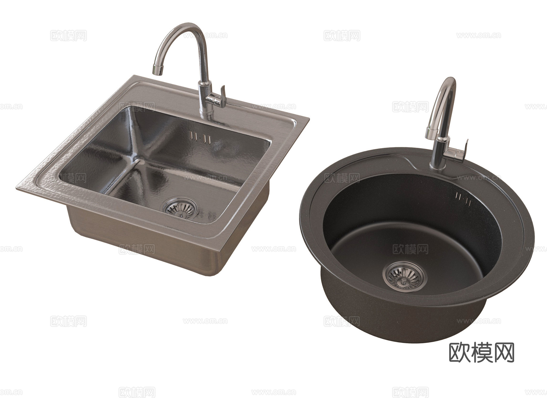 现代水槽 不锈钢水槽 洗菜池 洗菜盆 水龙头su模型