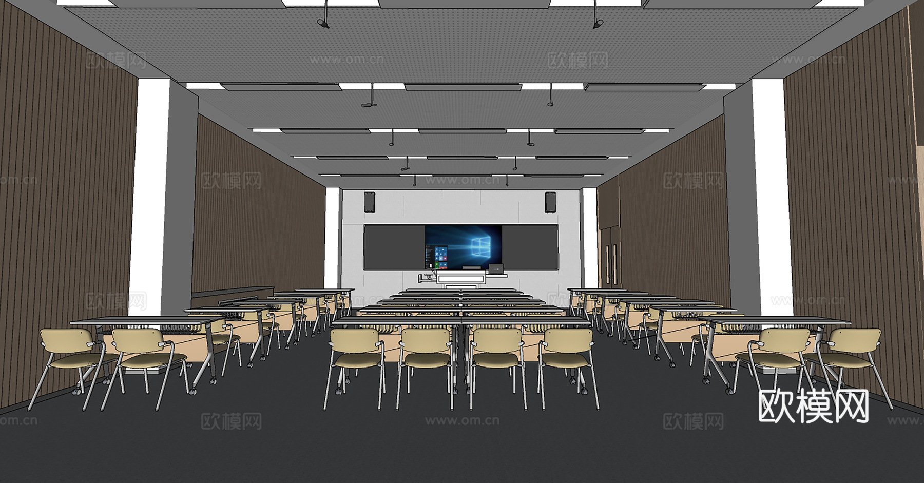 现代教室 普通教室 录播室 教室 教室桌椅su模型