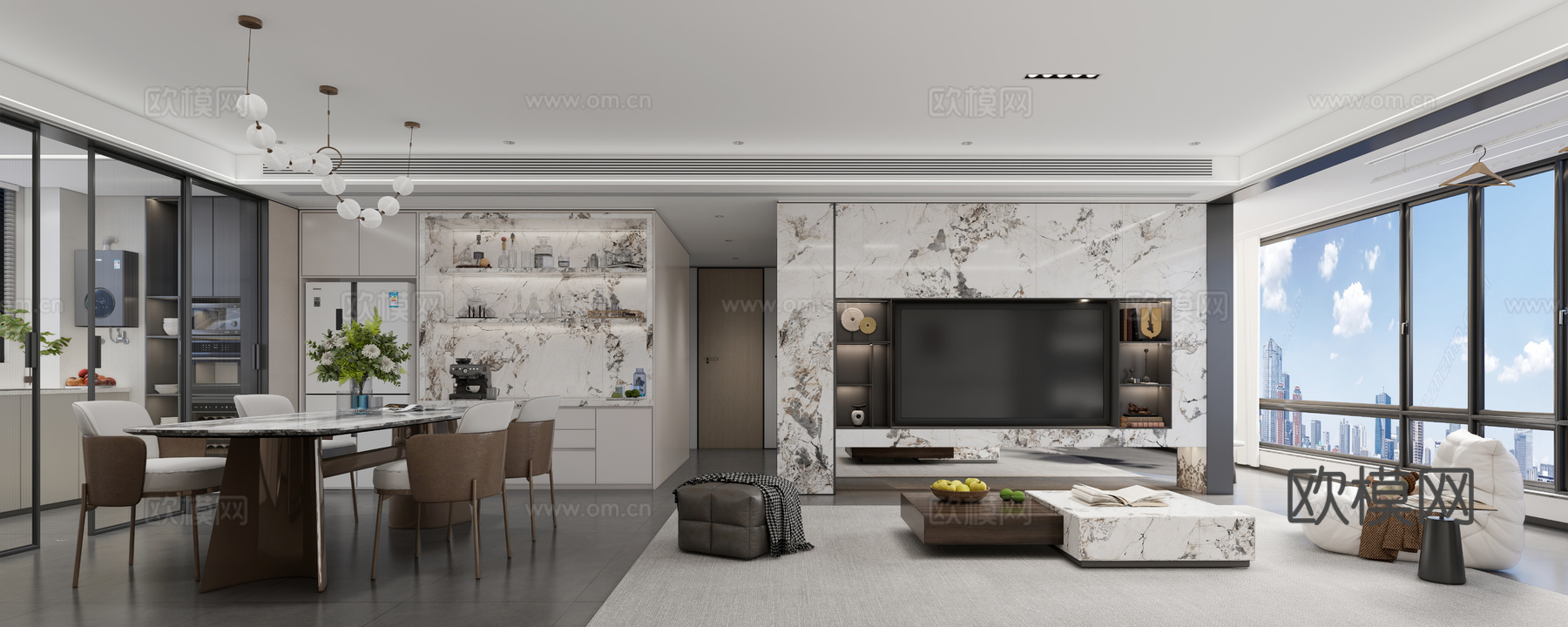 客餐厅  沙发  餐桌椅su模型