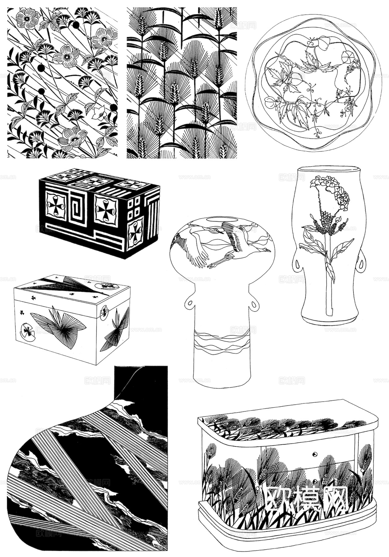 黑白凹凸 高光遮罩 通道 花纹纹理 装饰线条 纹理 墙绘图案