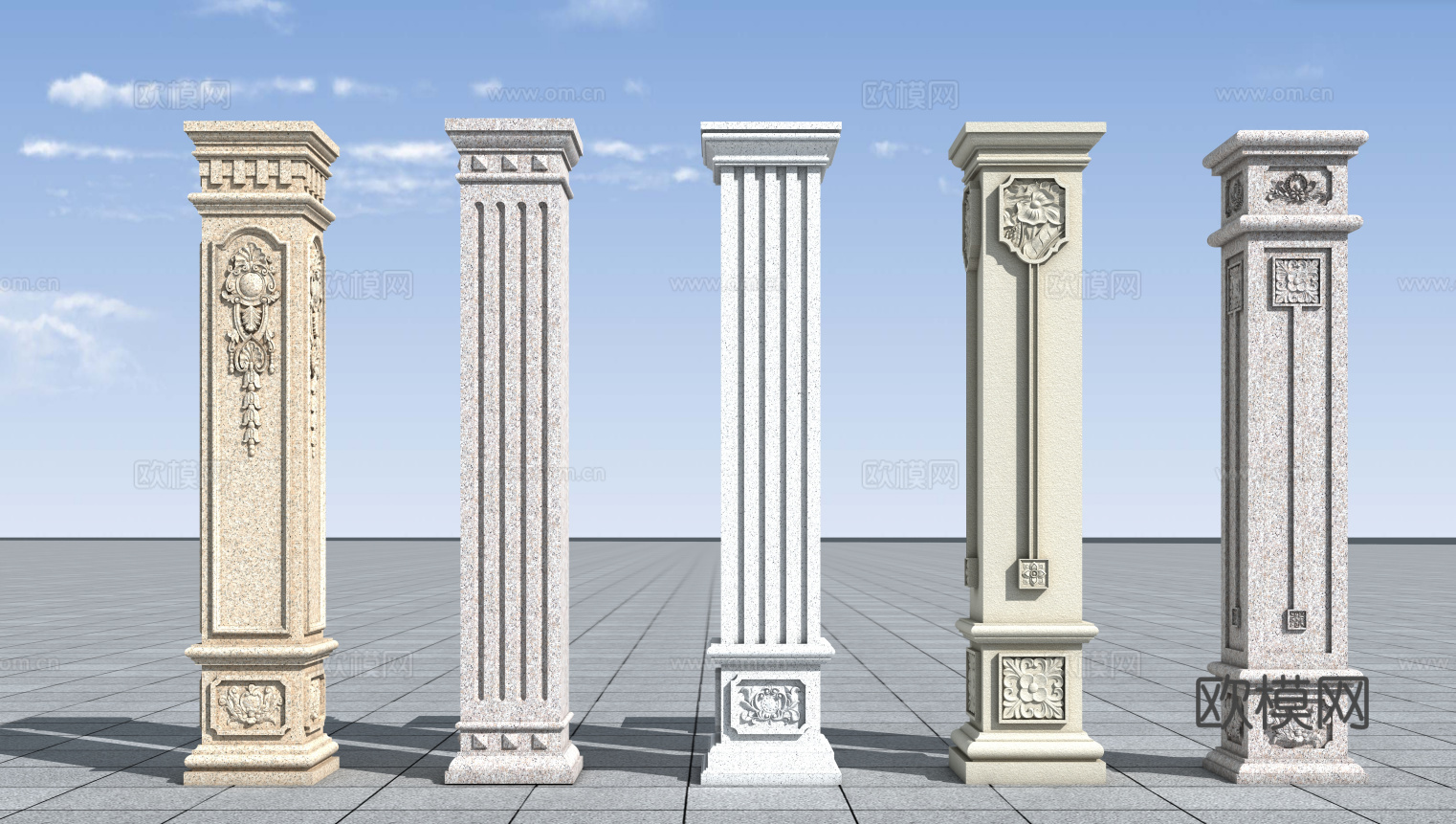 欧式罗马柱3d模型下载