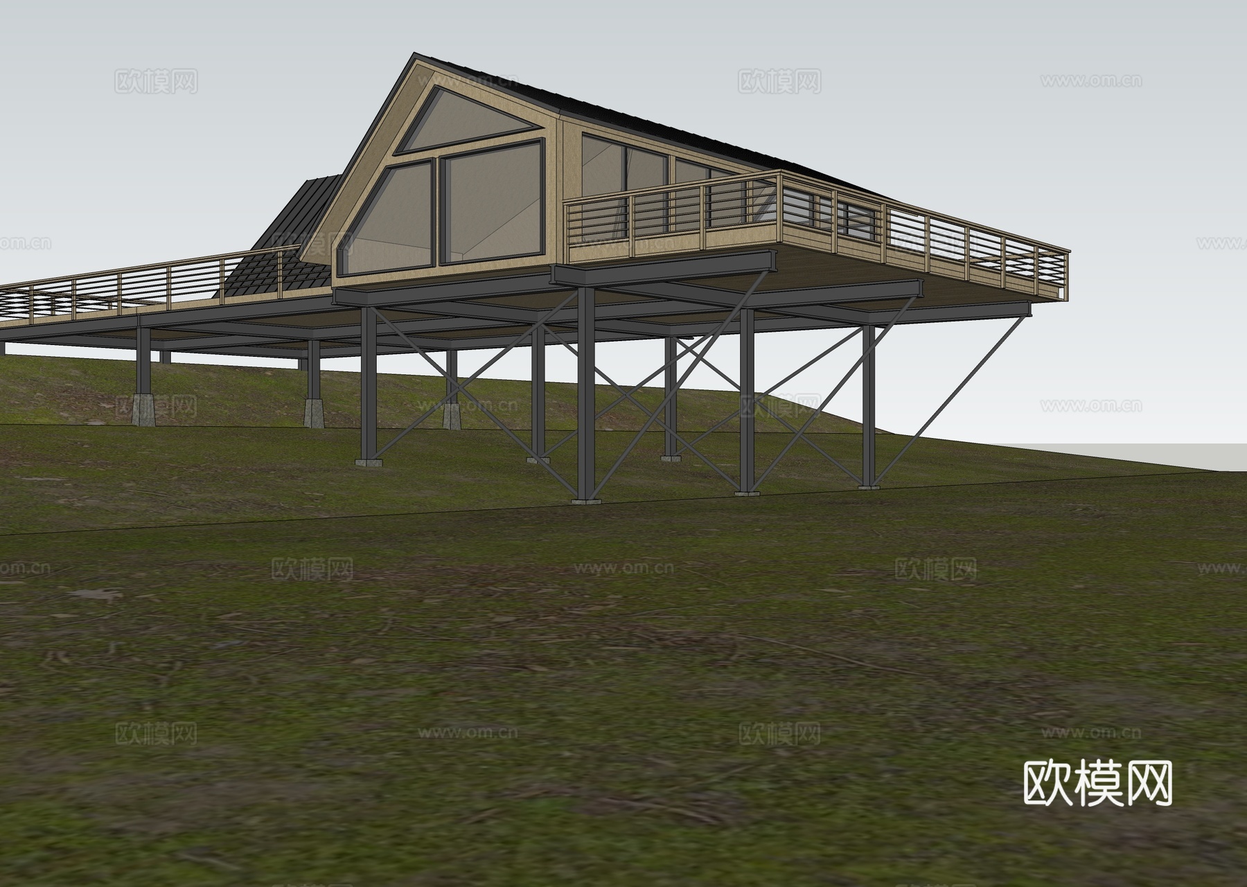 现代民宿 山地别墅 森林住宅su模型