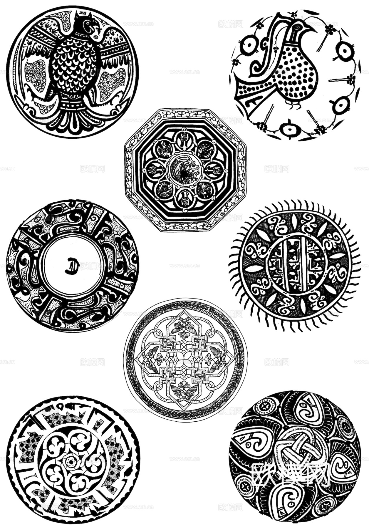 黑白凹凸 高光遮罩 通道 花纹纹理 装饰线条 纹理 墙绘图案