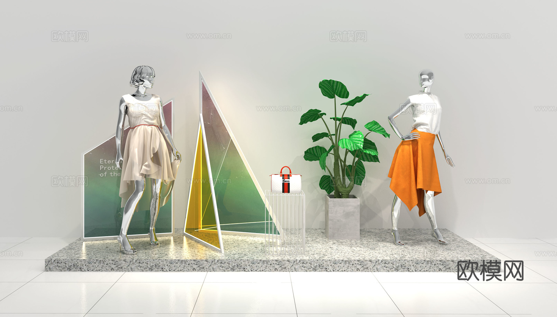 现代女装橱窗陈列DP点su模型
