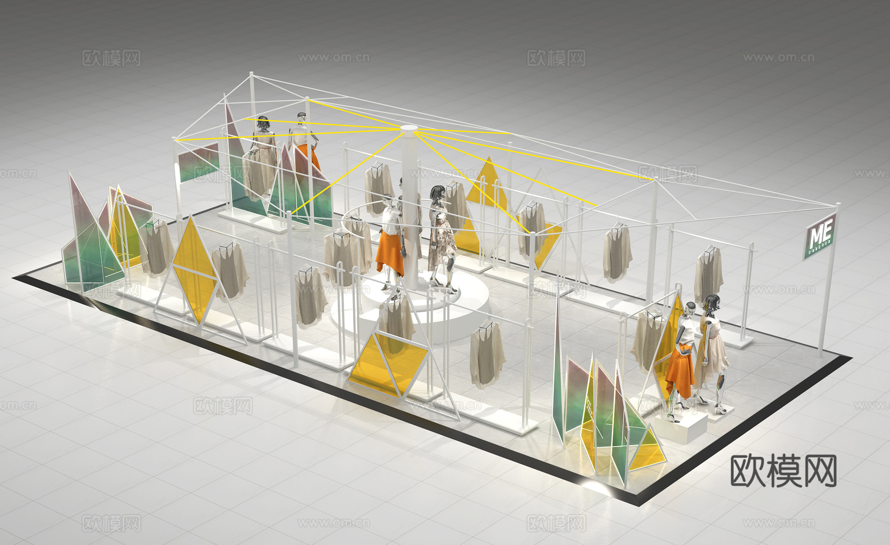 现代女装快闪店临时展su模型