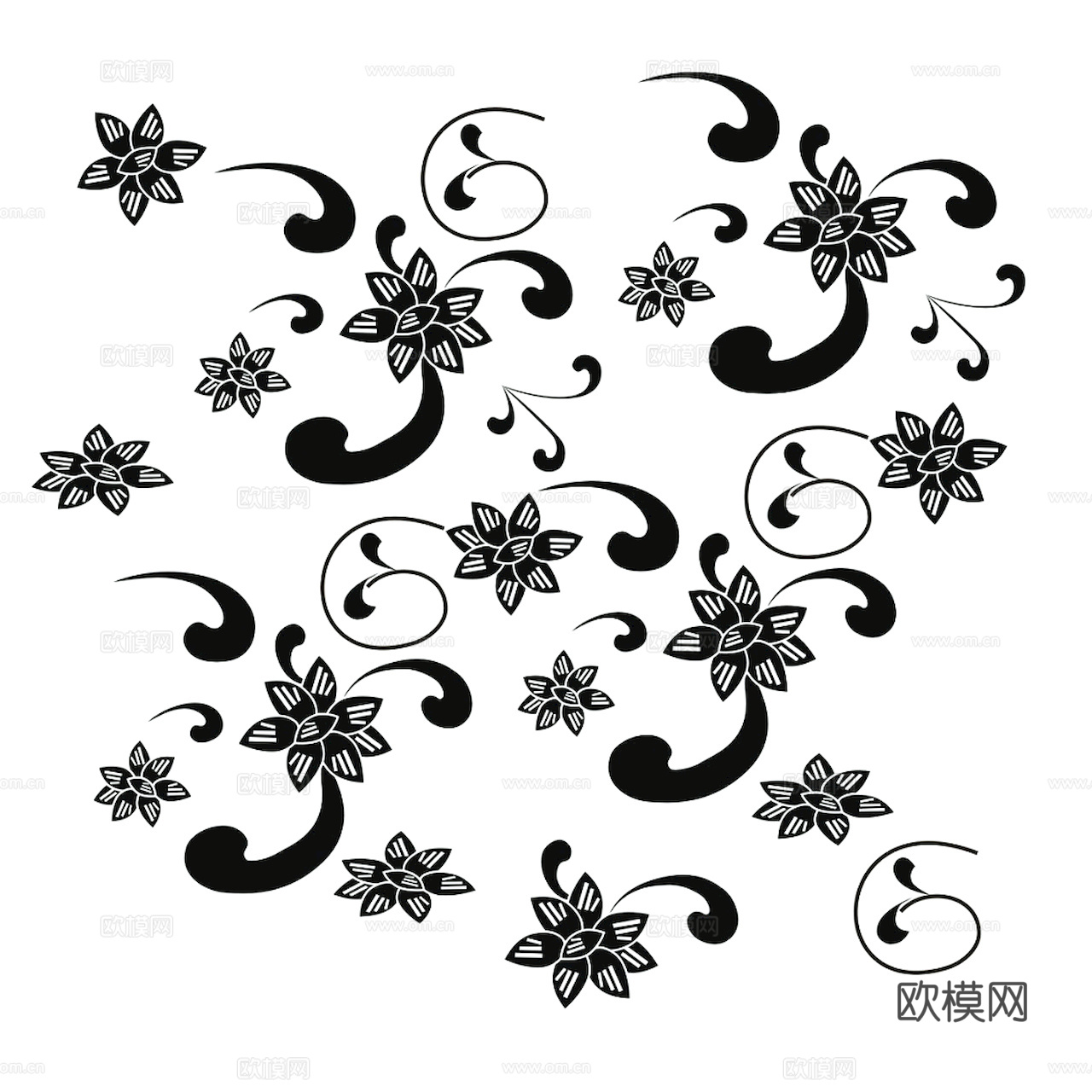 黑白凹凸 高光遮罩 通道 花纹纹理 装饰线条 纹理 墙绘图案下载